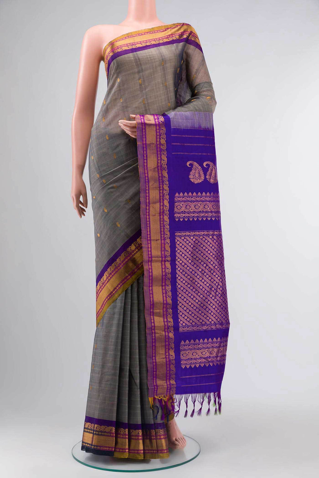 Grey Gadwal Silk Cotton Saree