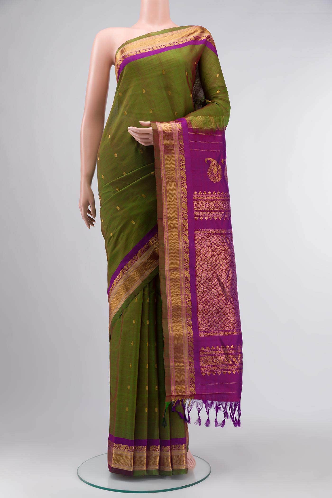Green Gadwal Silk Cotton Saree