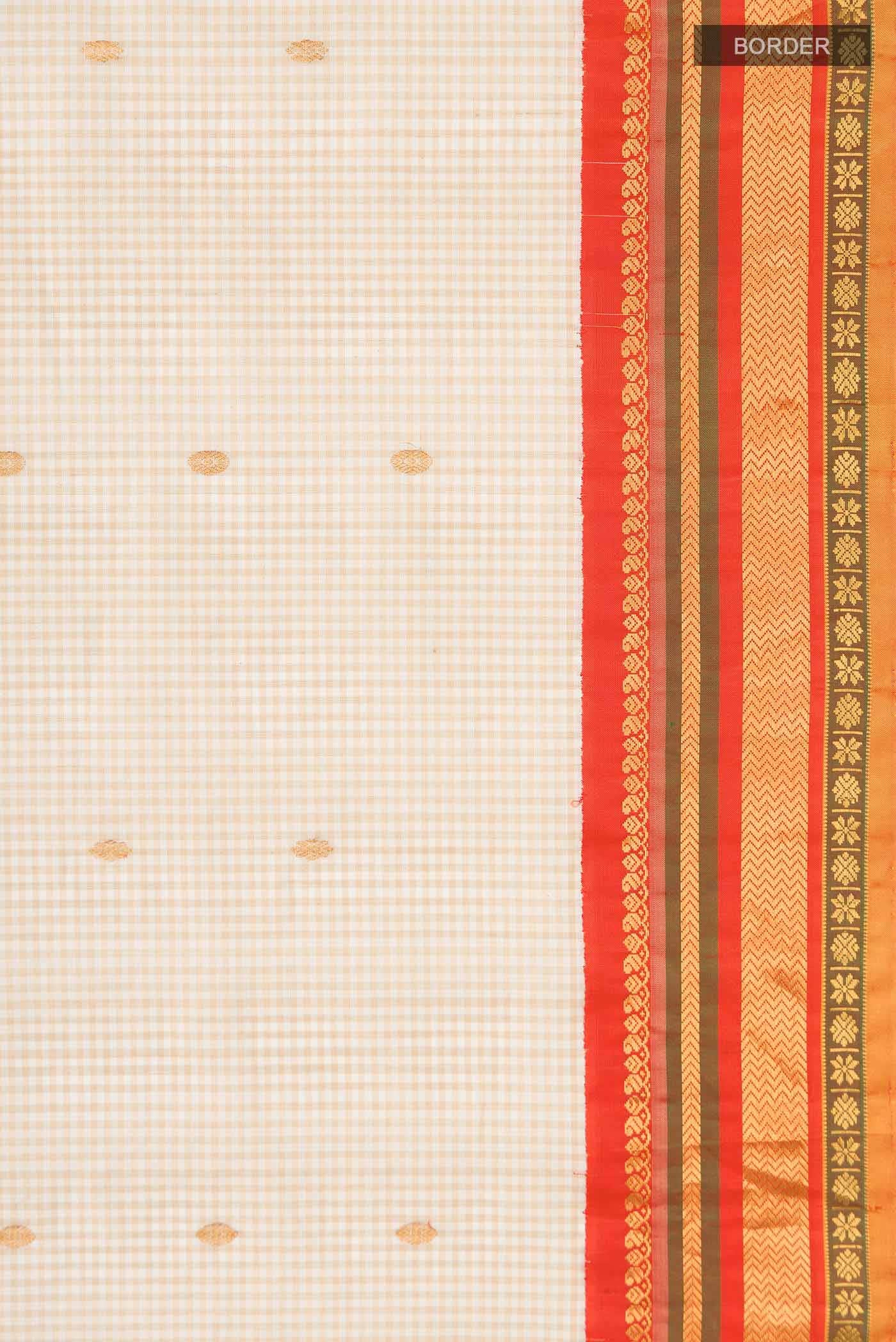 Cream Gadwal Silk Cotton Saree