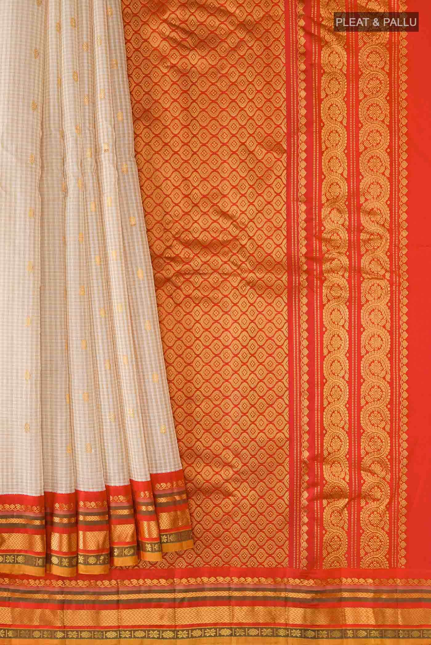 Cream Gadwal Silk Cotton Saree