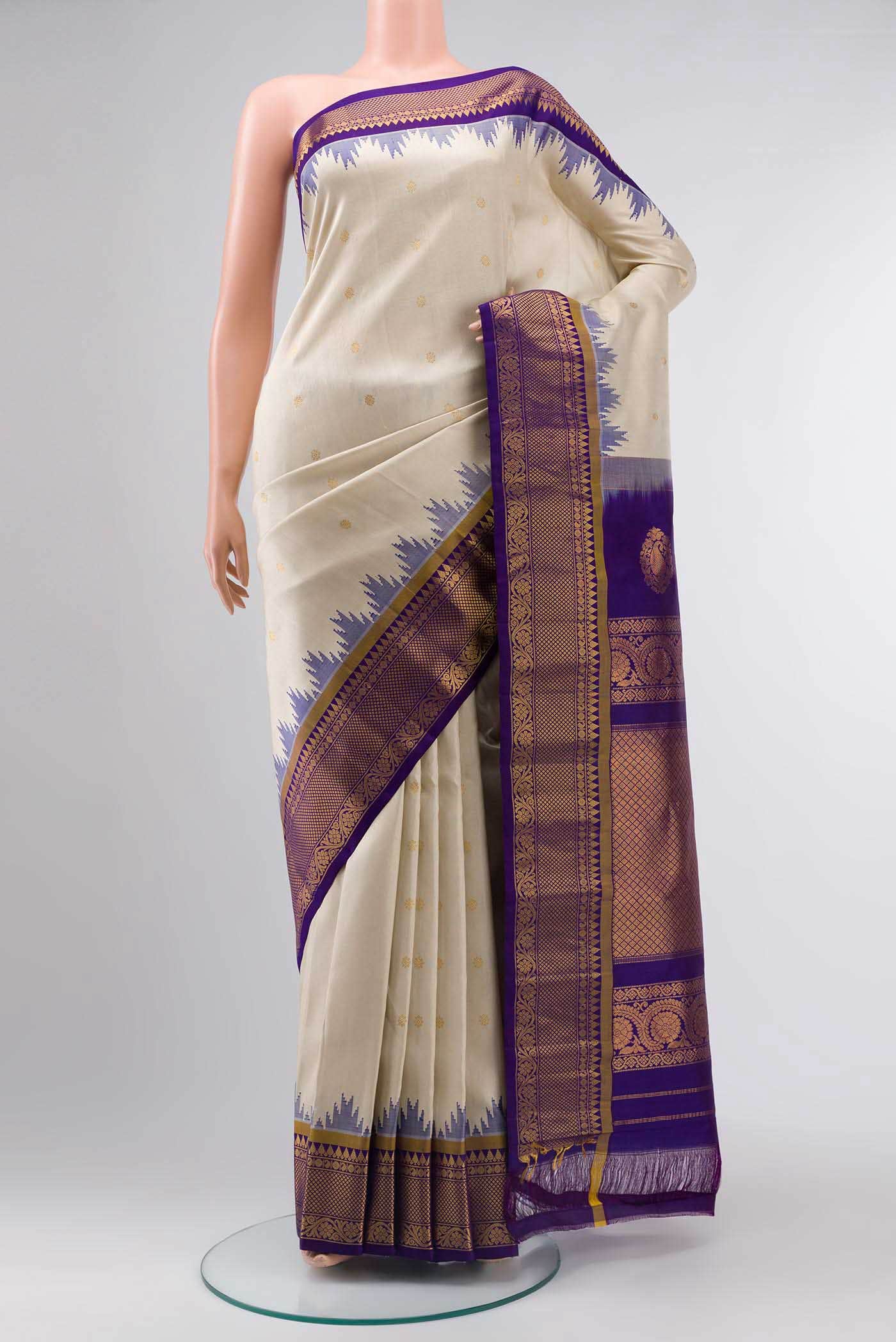 Beige Gadwal Silk Saree