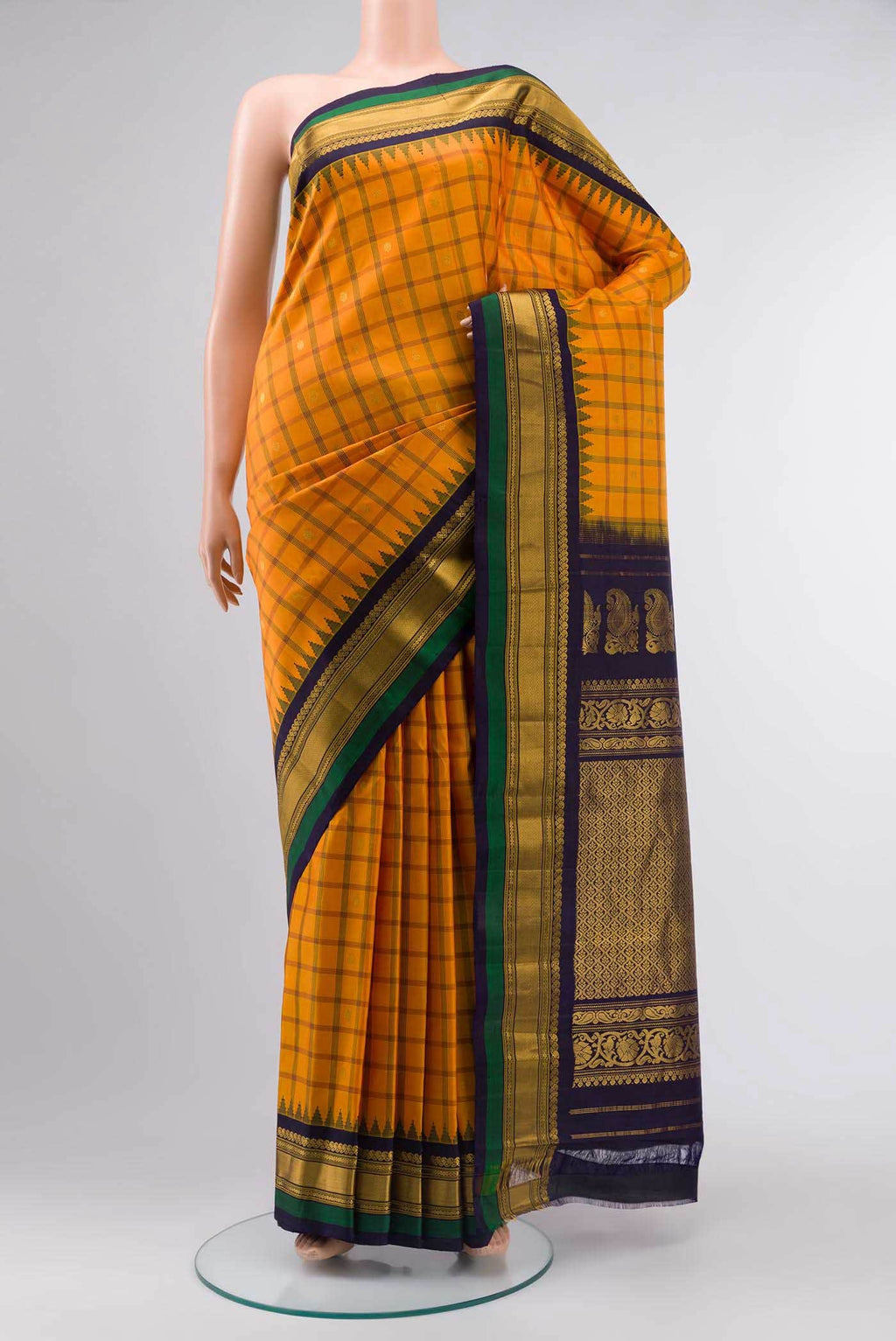 Orange Gadwal Silk Saree