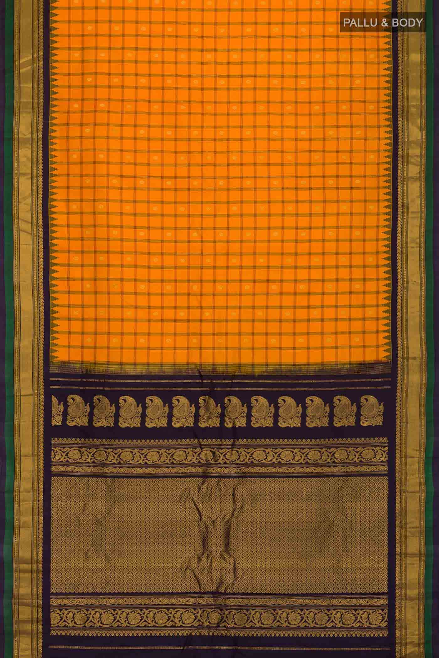 Orange Gadwal Silk Saree