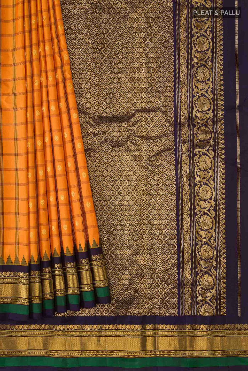 Orange Gadwal Silk Saree
