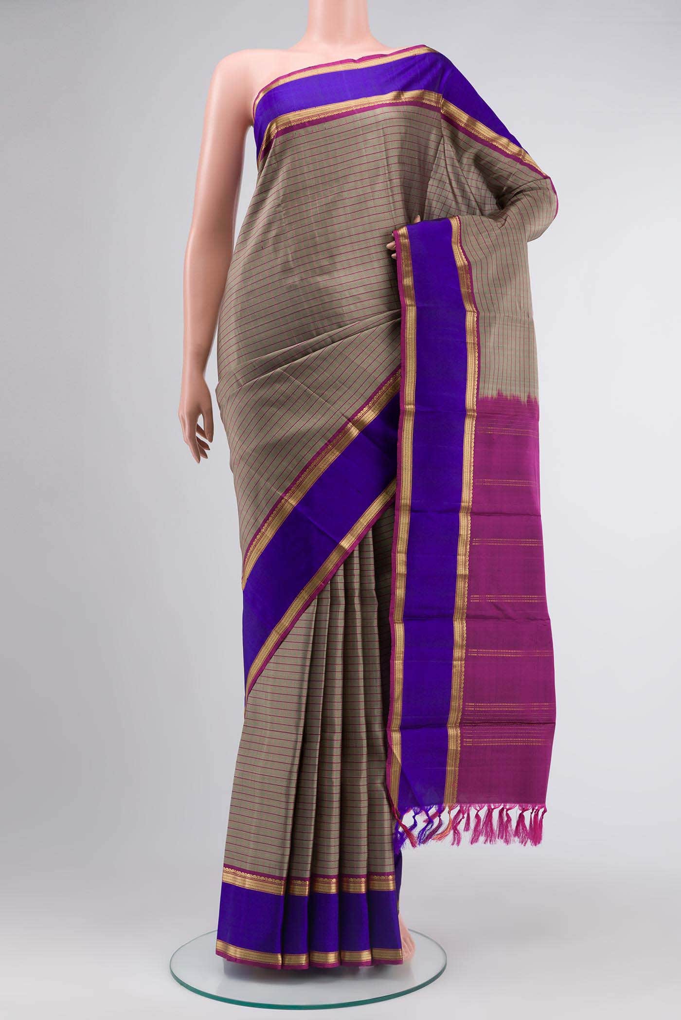 Grey Kanchipuram Silk Saree