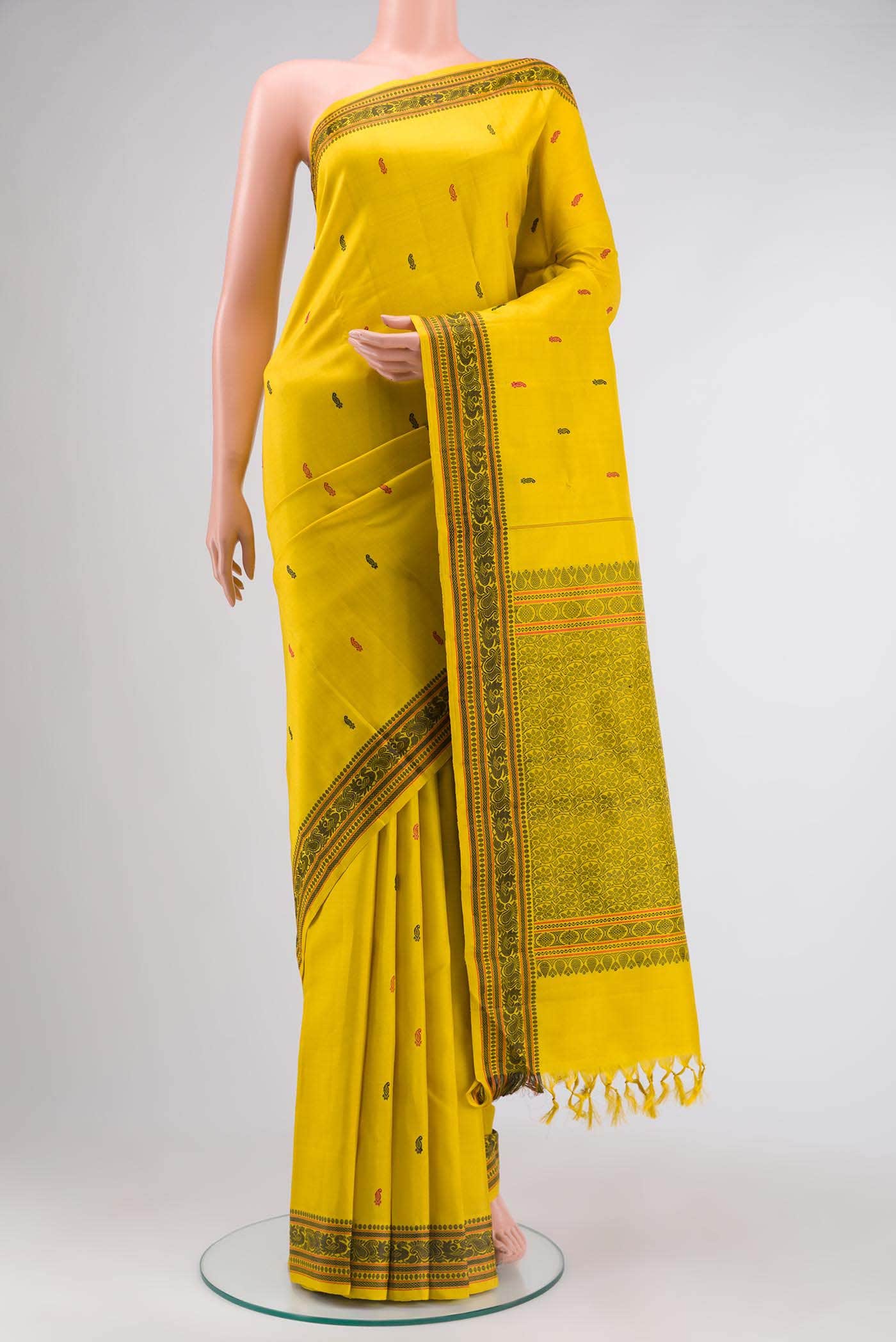 Yellow Kanchipuram Silk Saree
