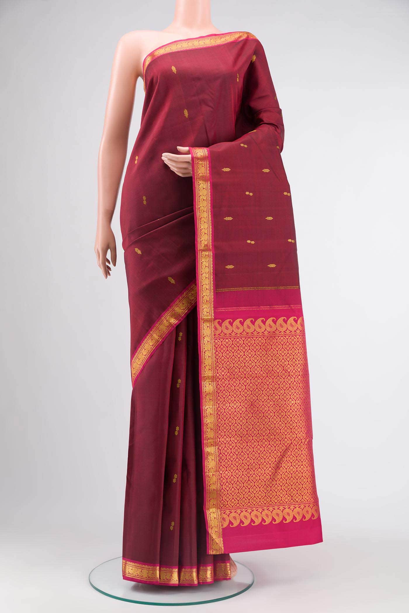 Maroon Kanchipuram Silk Saree