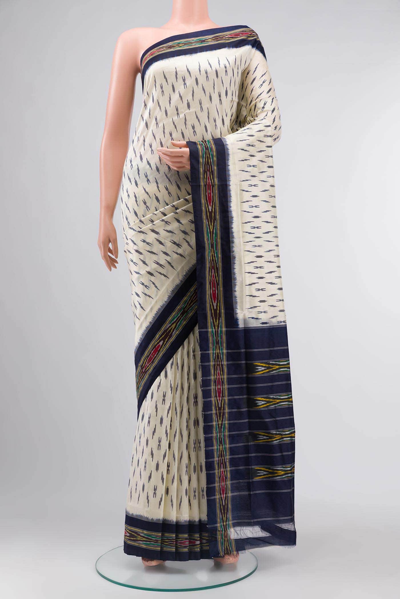 Cream Pochampally Silk Saree