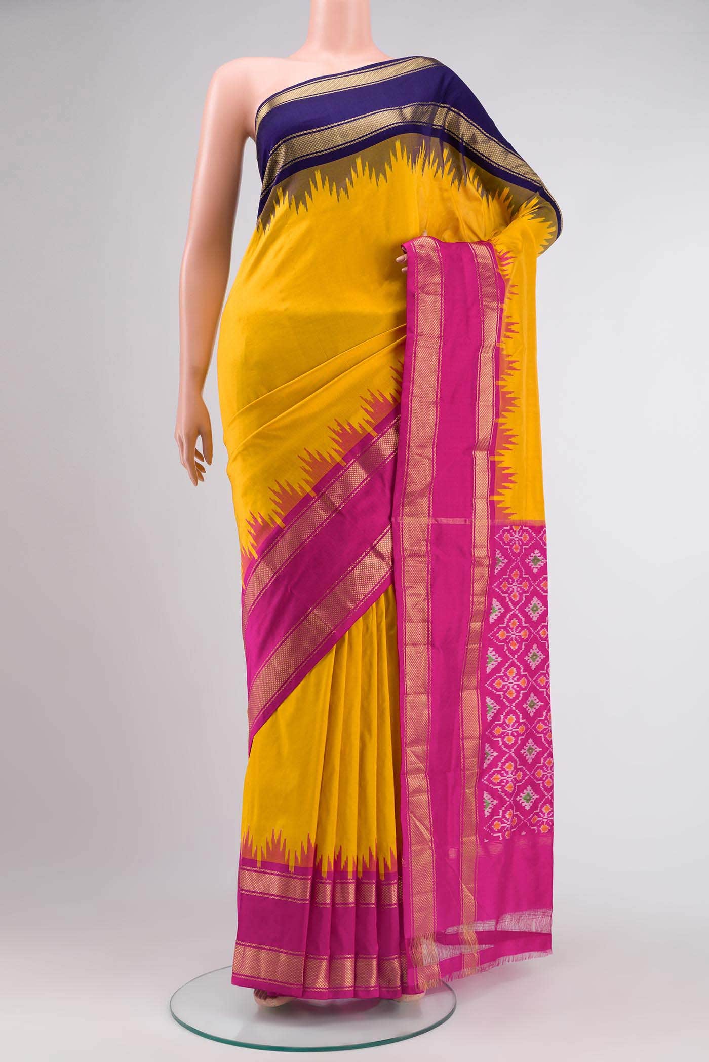 Yellow Pochampally Silk Saree