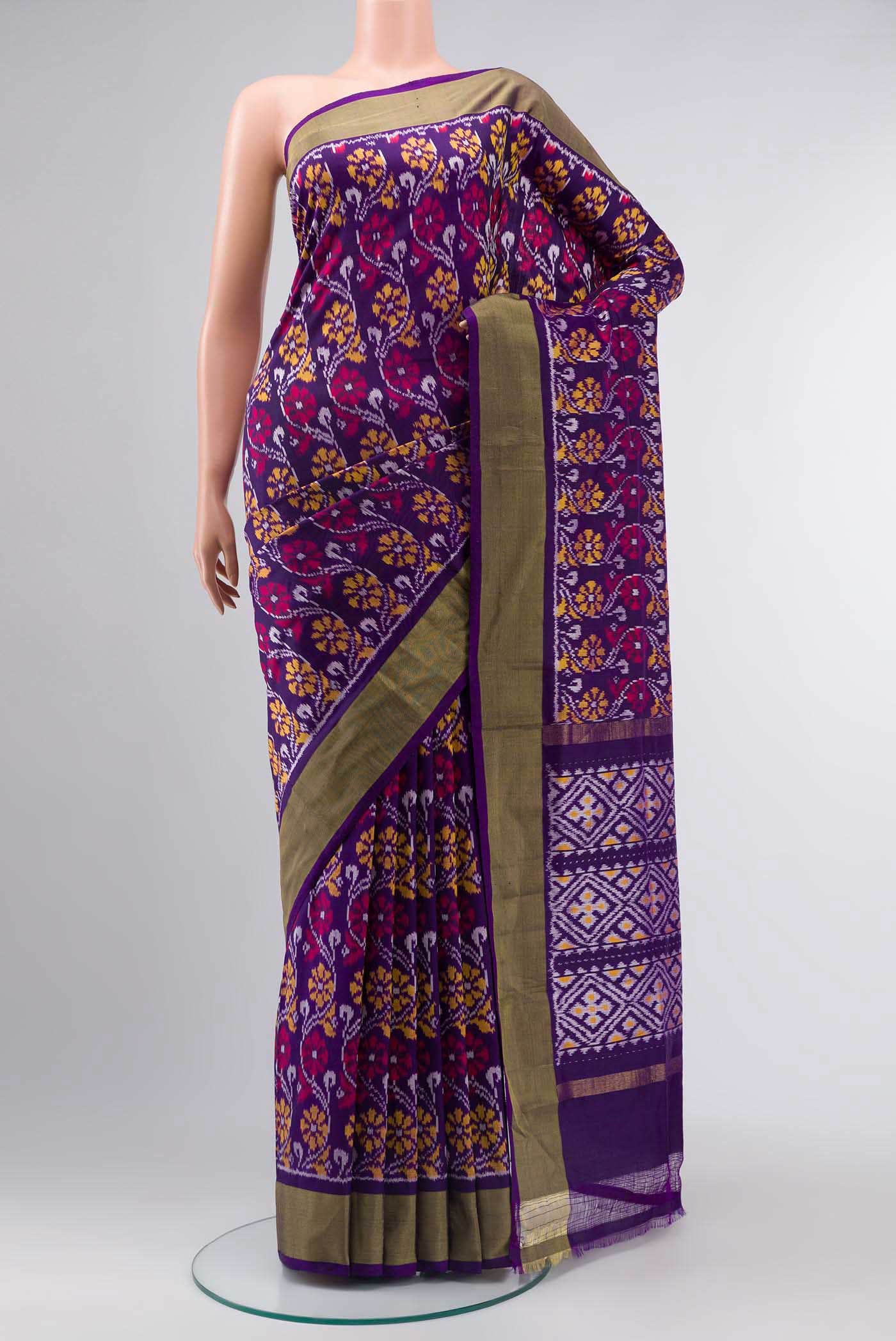 Violet Pochampally Silk Saree