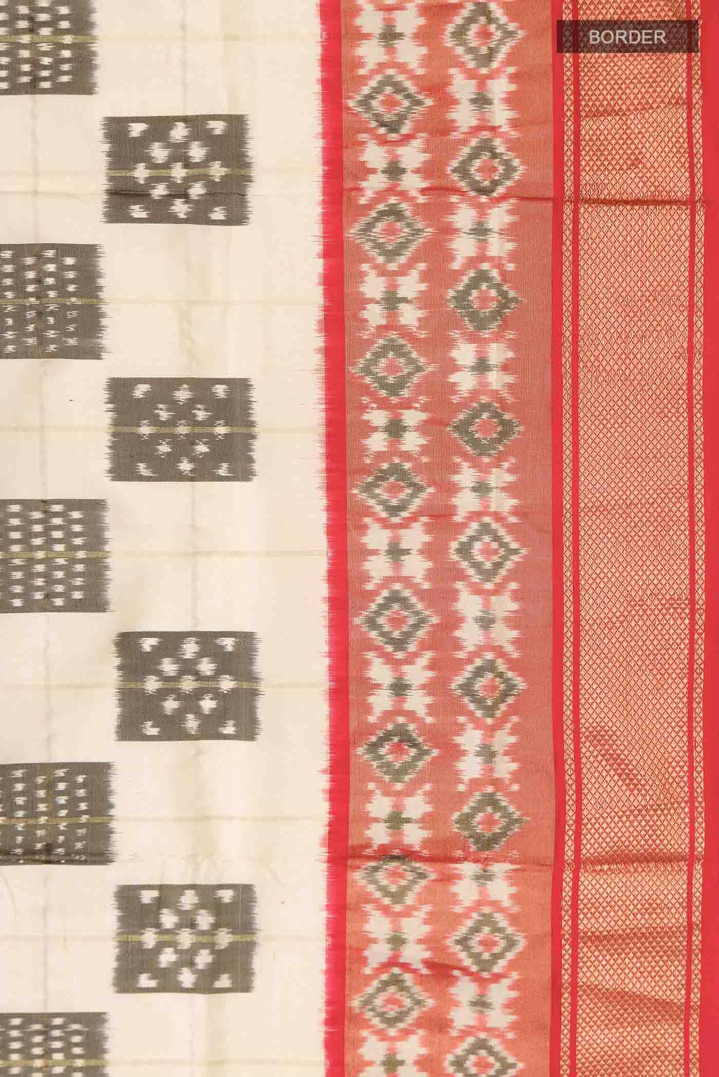 Cream Pochampally Silk Saree