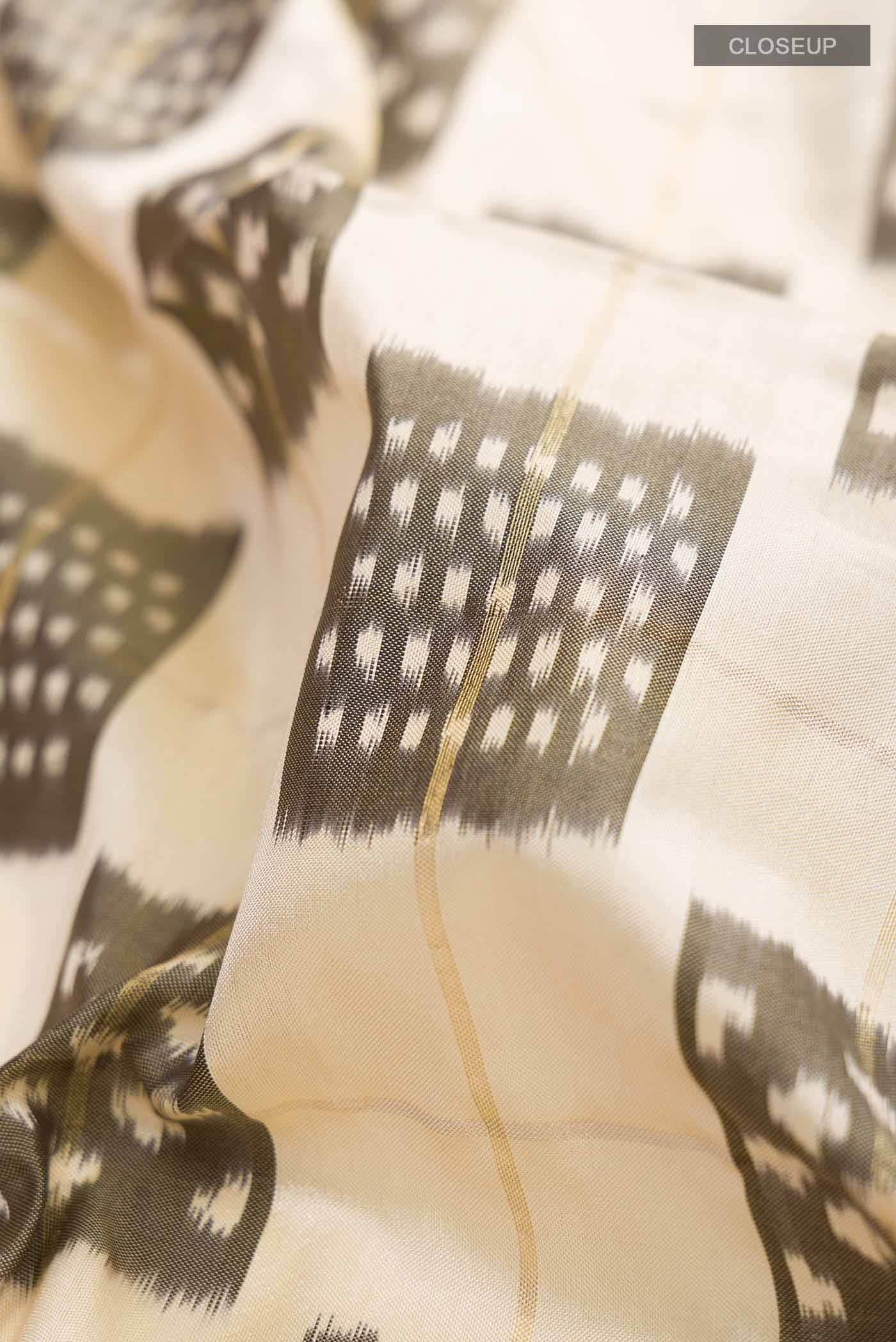 Cream Pochampally Silk Saree