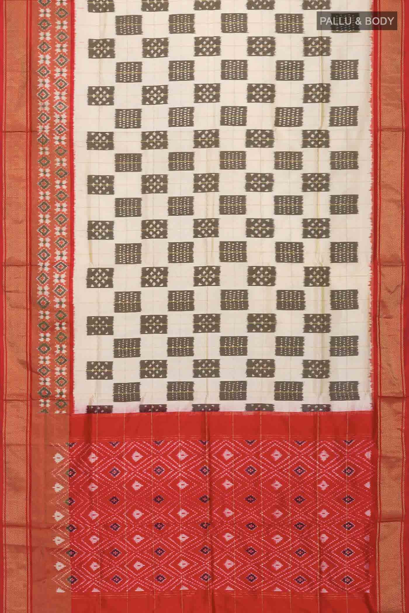 Cream Pochampally Silk Saree