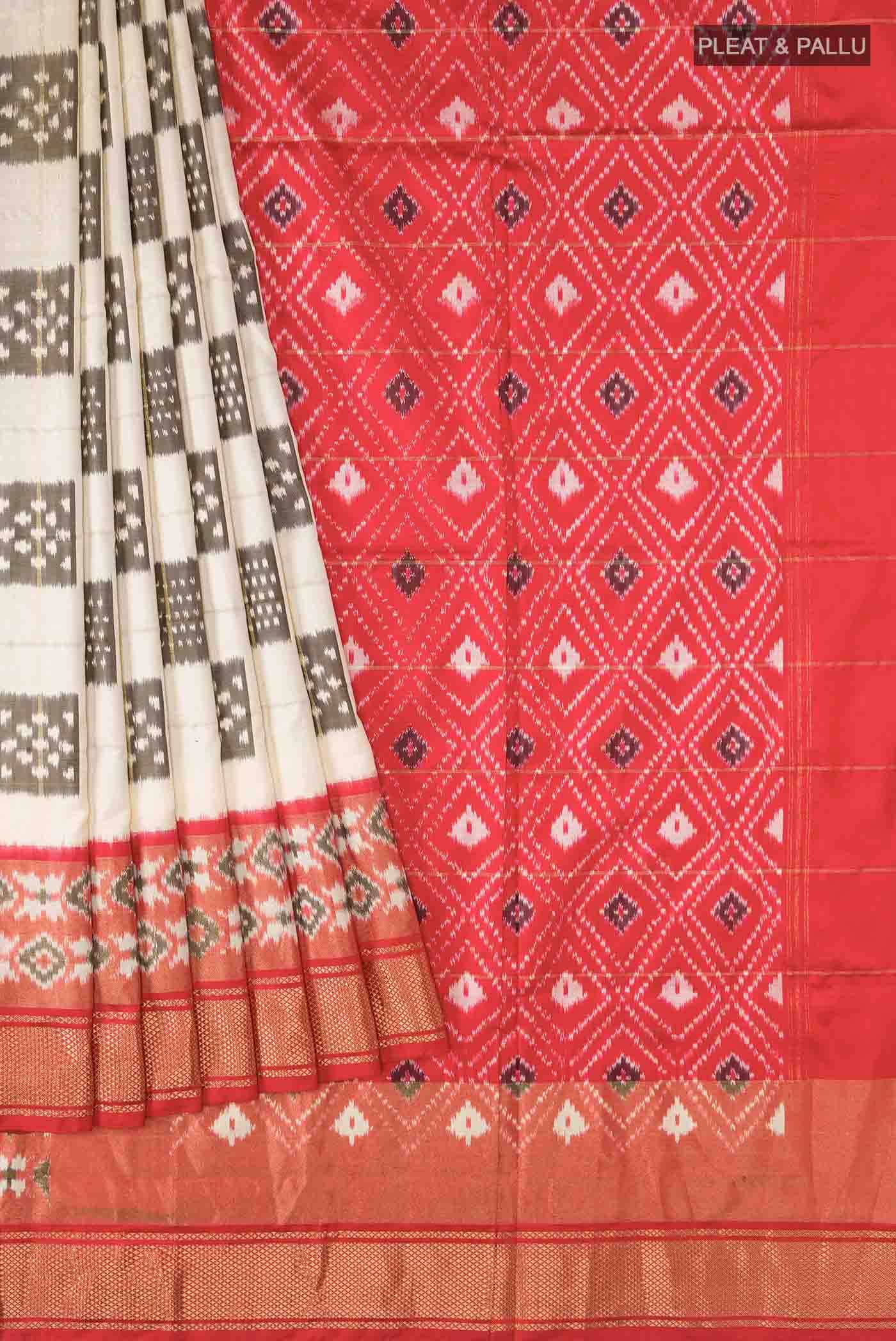Cream Pochampally Silk Saree