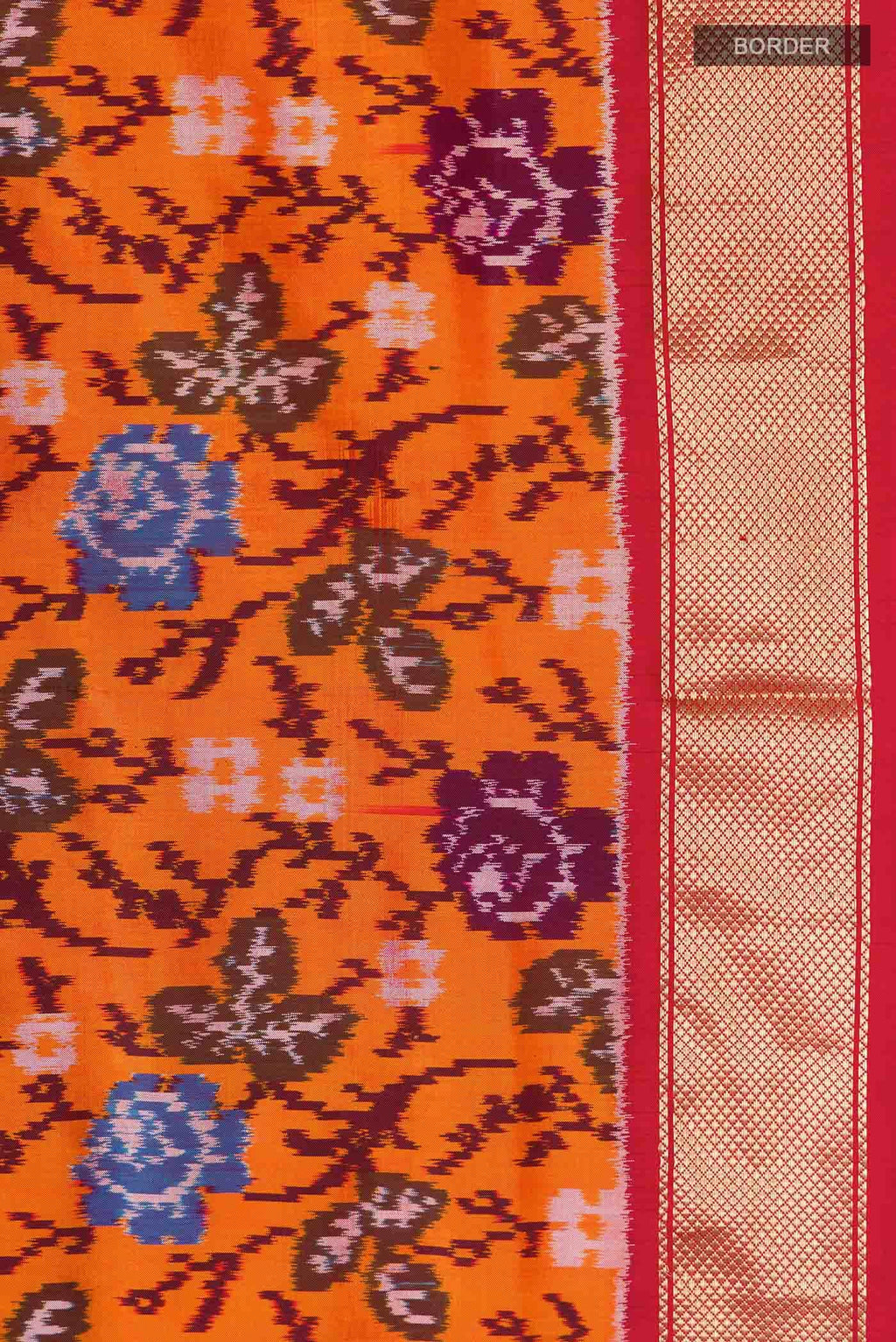 Orange Pochampally Silk Saree