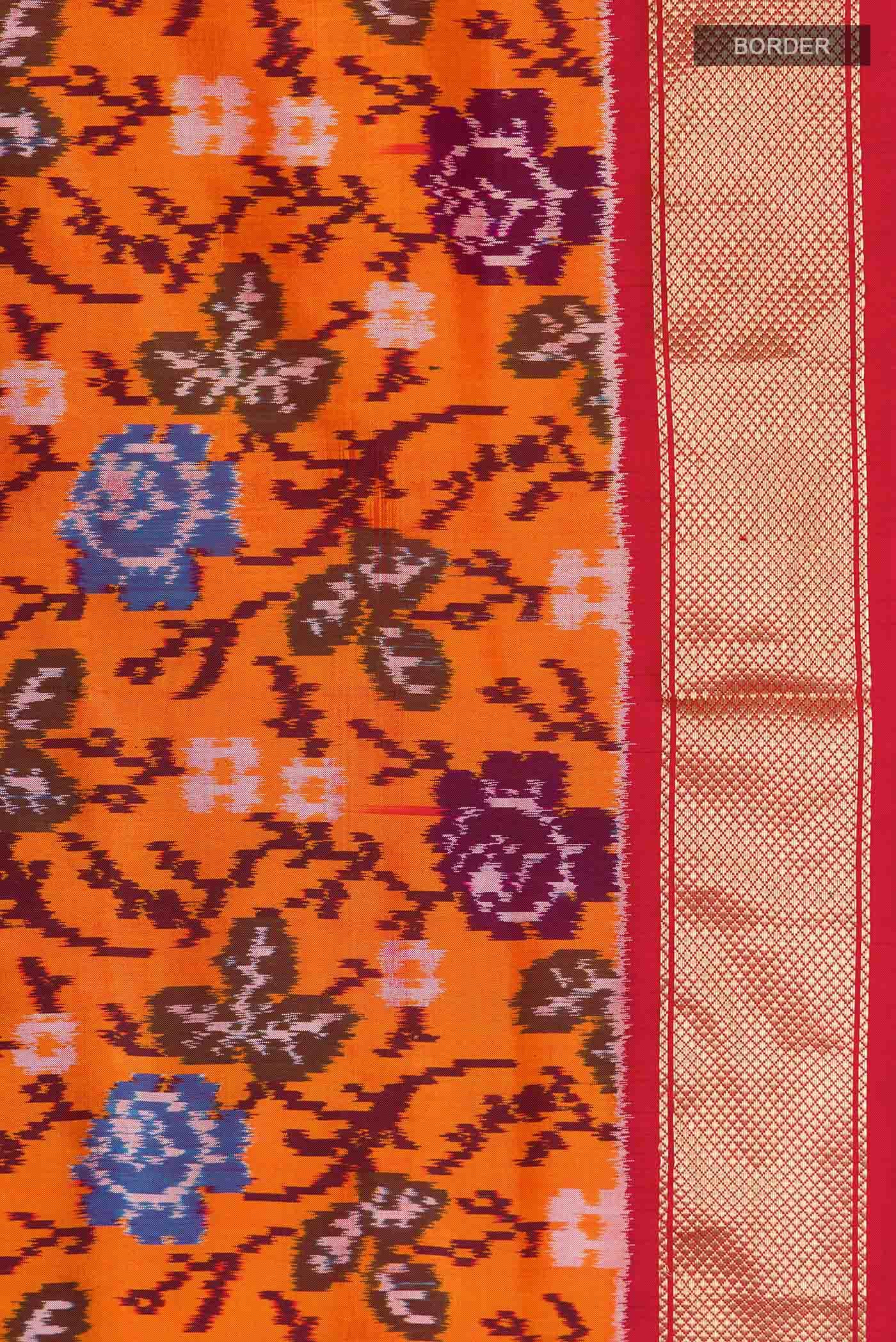 Orange Pochampally Silk Saree