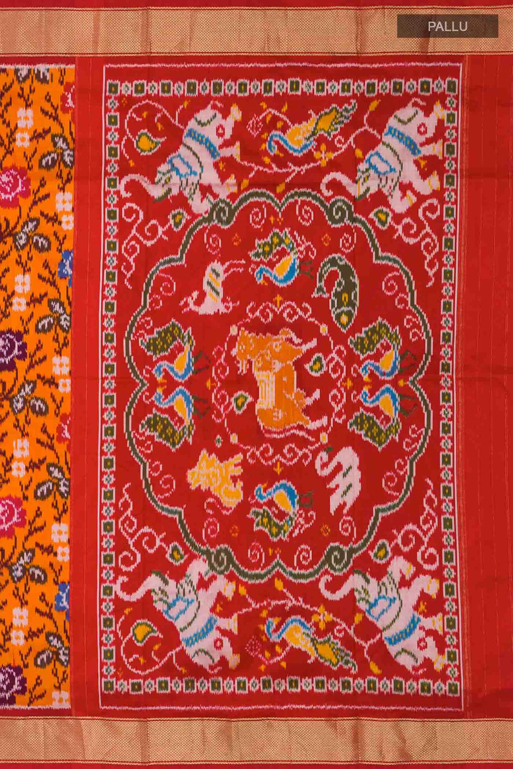 Orange Pochampally Silk Saree