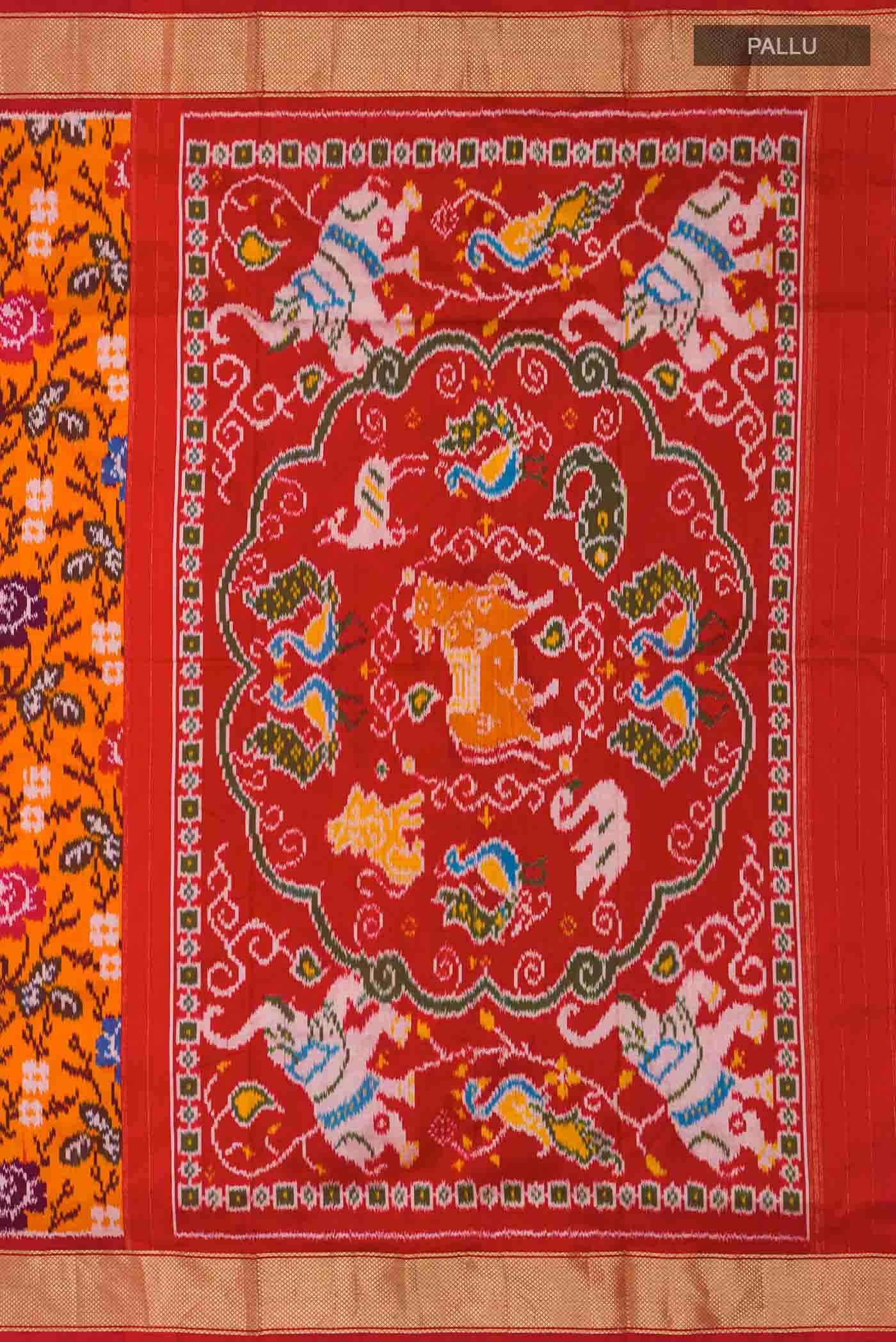 Orange Pochampally Silk Saree