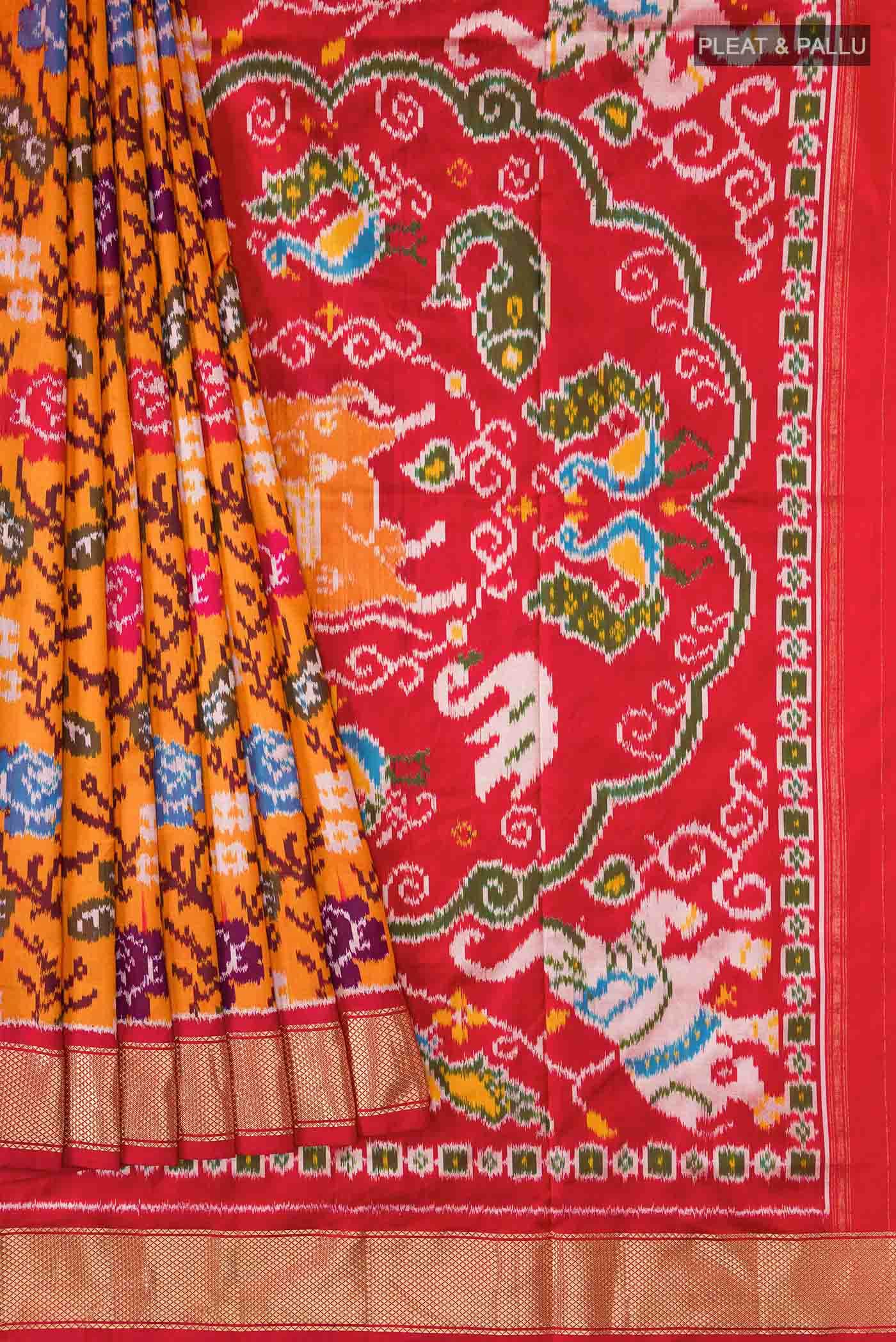 Orange Pochampally Silk Saree