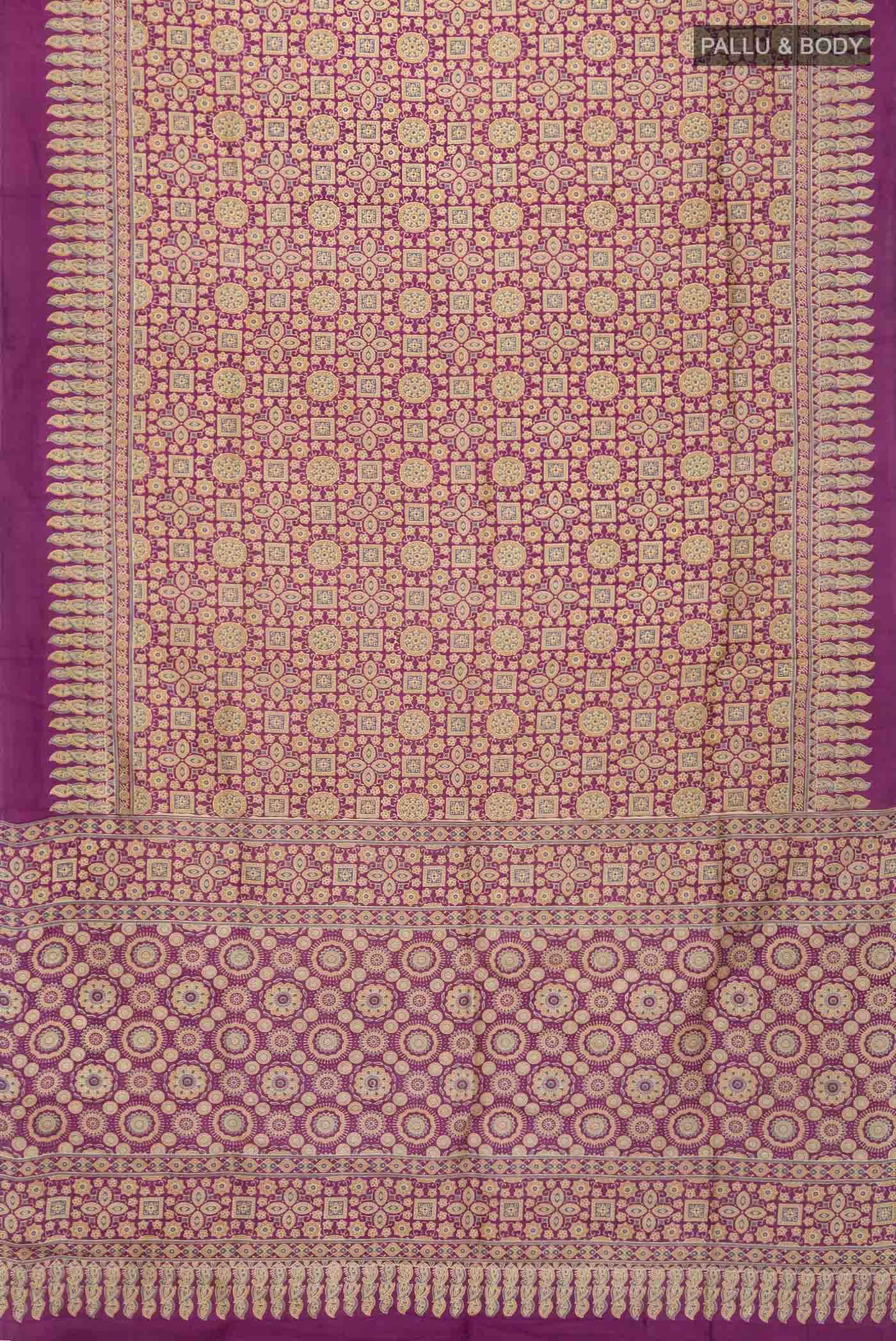 Purple Printed Silk Saree