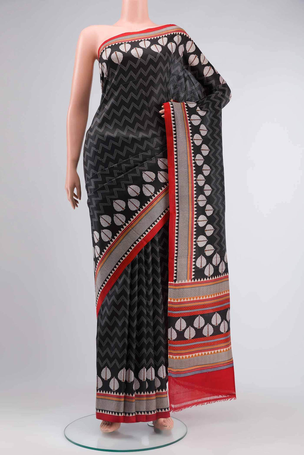 Black Printed Silk Saree