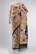 Brown Printed Silk Saree