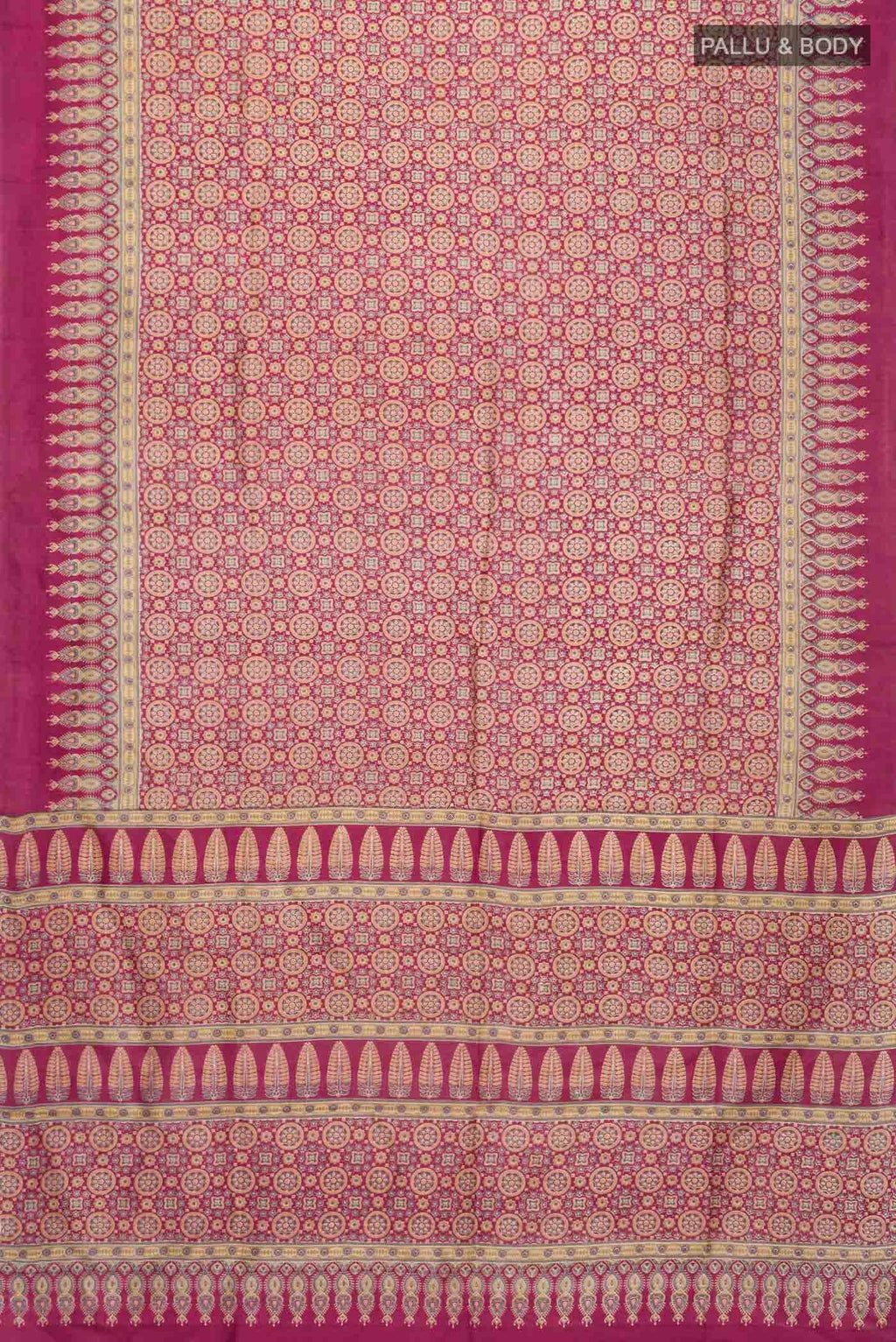 Maroon Printed Silk Saree