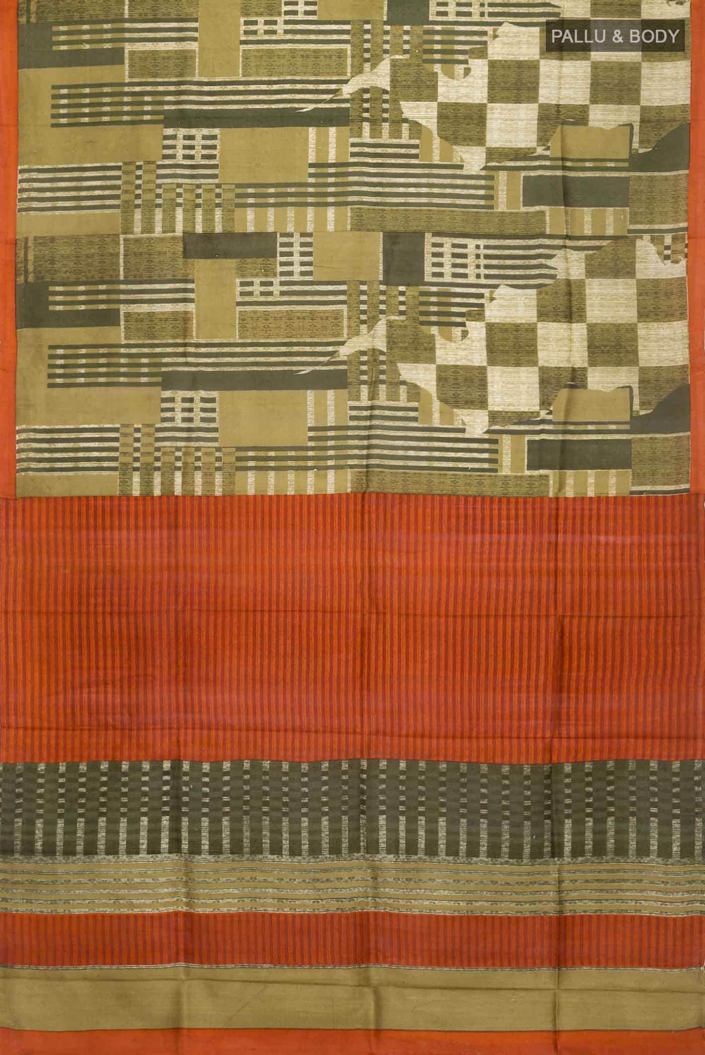 Green Printed Silk Saree