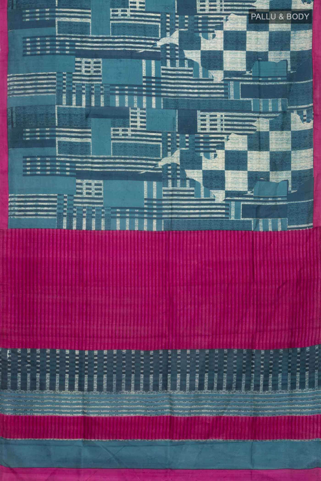 Blue Printed Silk Saree