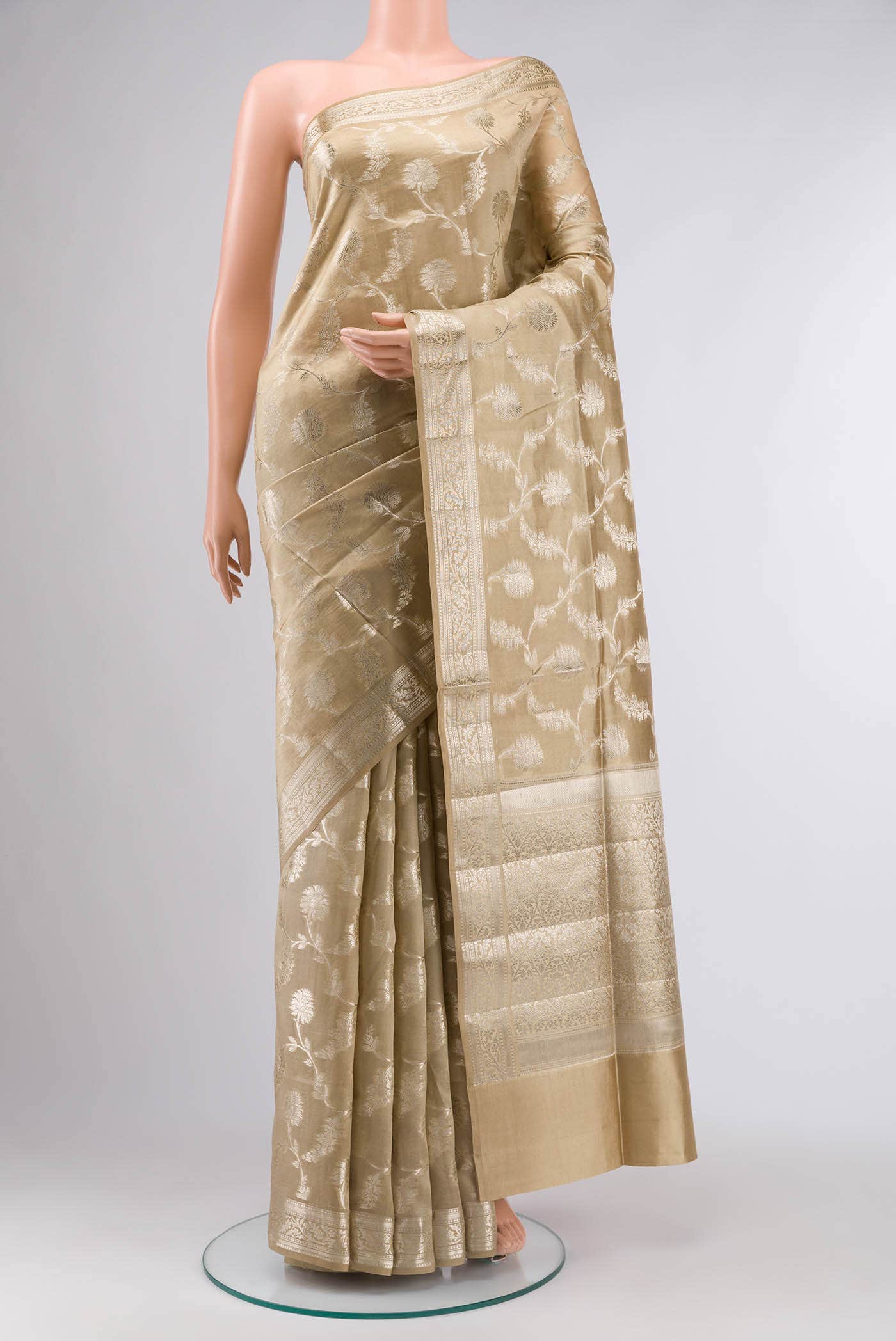 Beige Banarasi Silk Saree