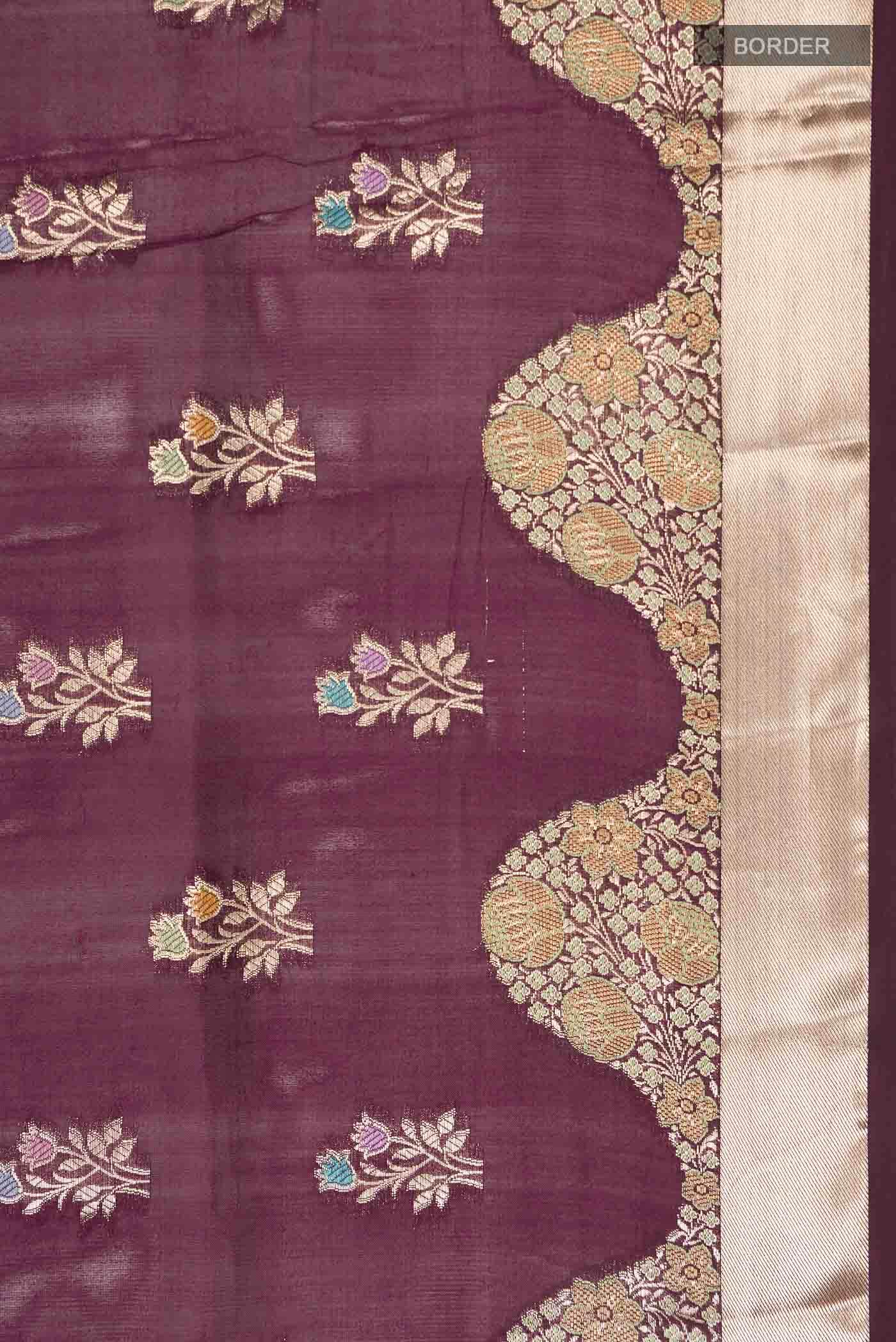 Burgundy Banarasi Raw Silk Saree