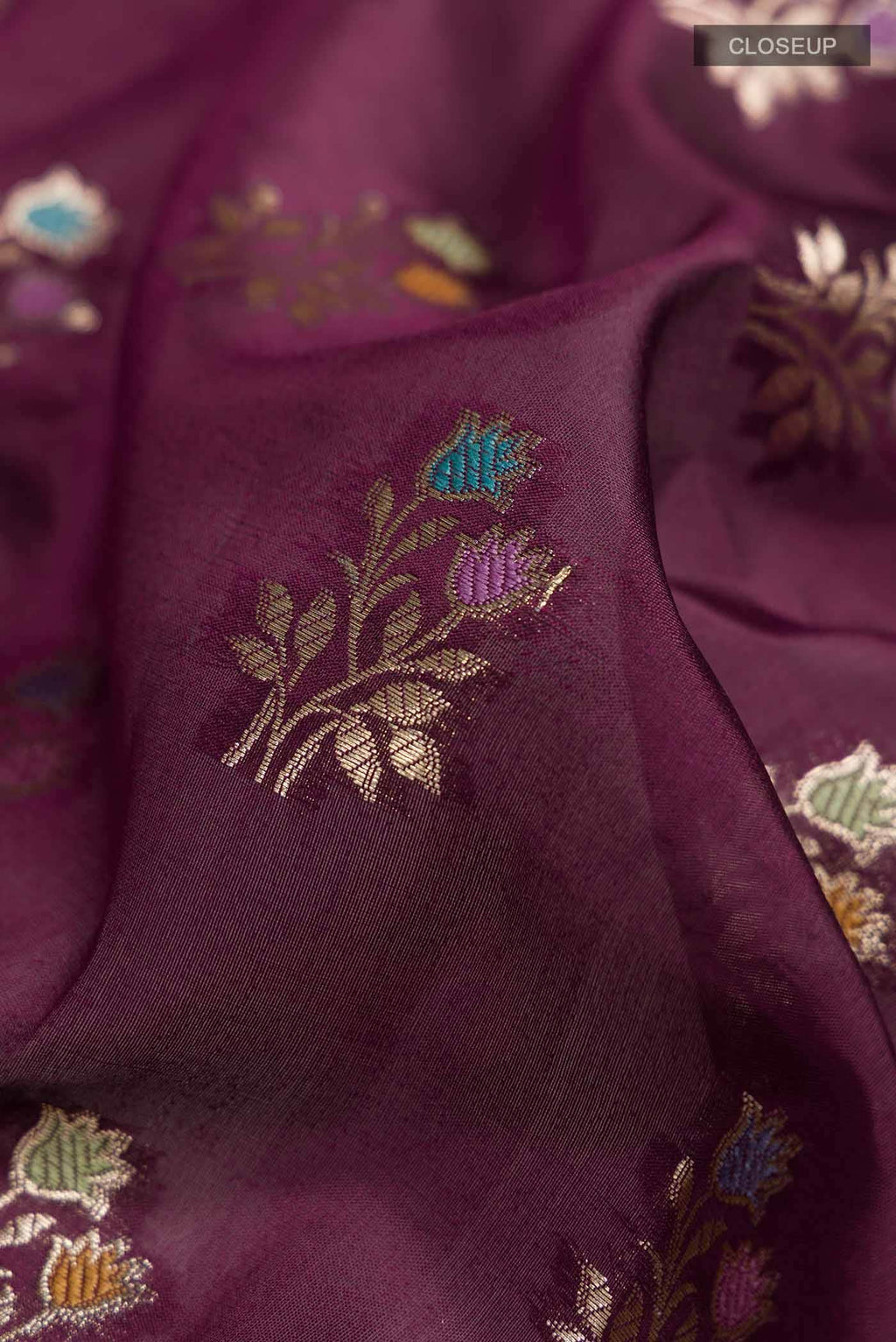 Burgundy Banarasi Raw Silk Saree