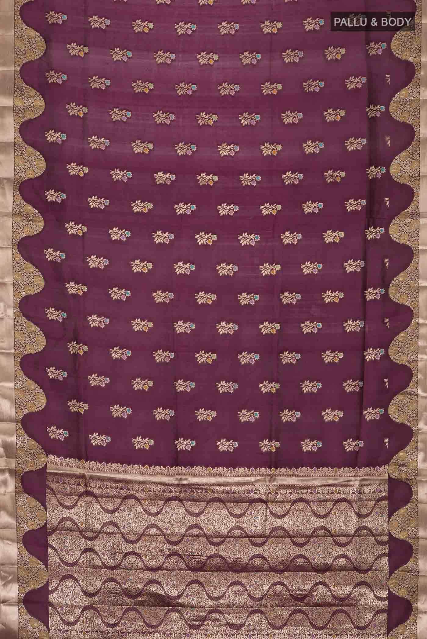 Burgundy Banarasi Raw Silk Saree