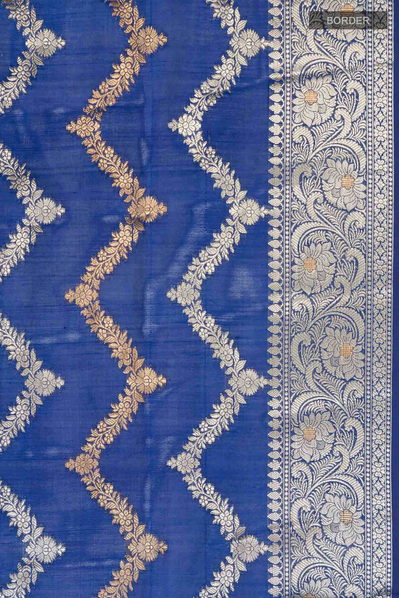 Blue Banarasi Raw Silk Saree