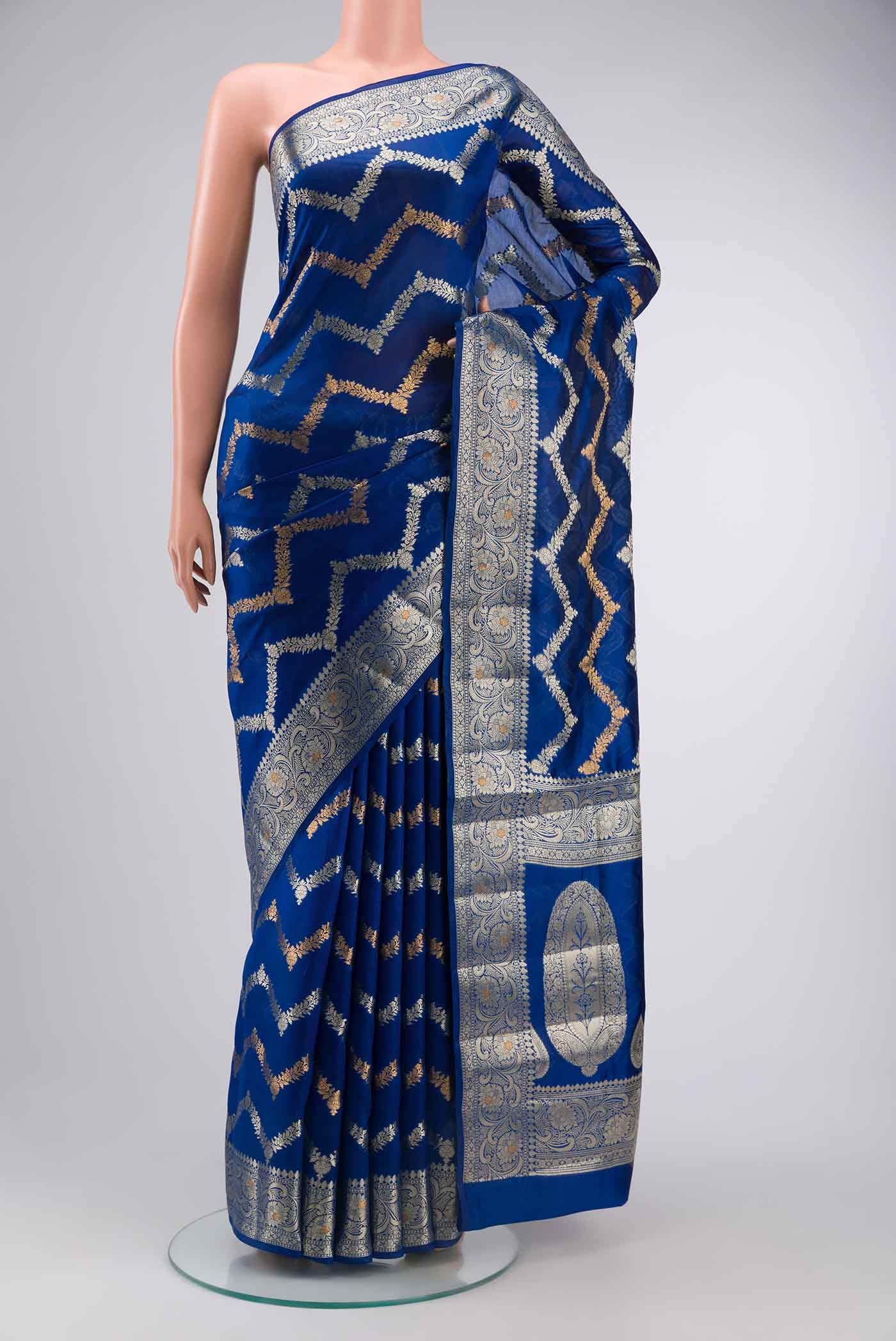 Blue Banarasi Raw Silk Saree
