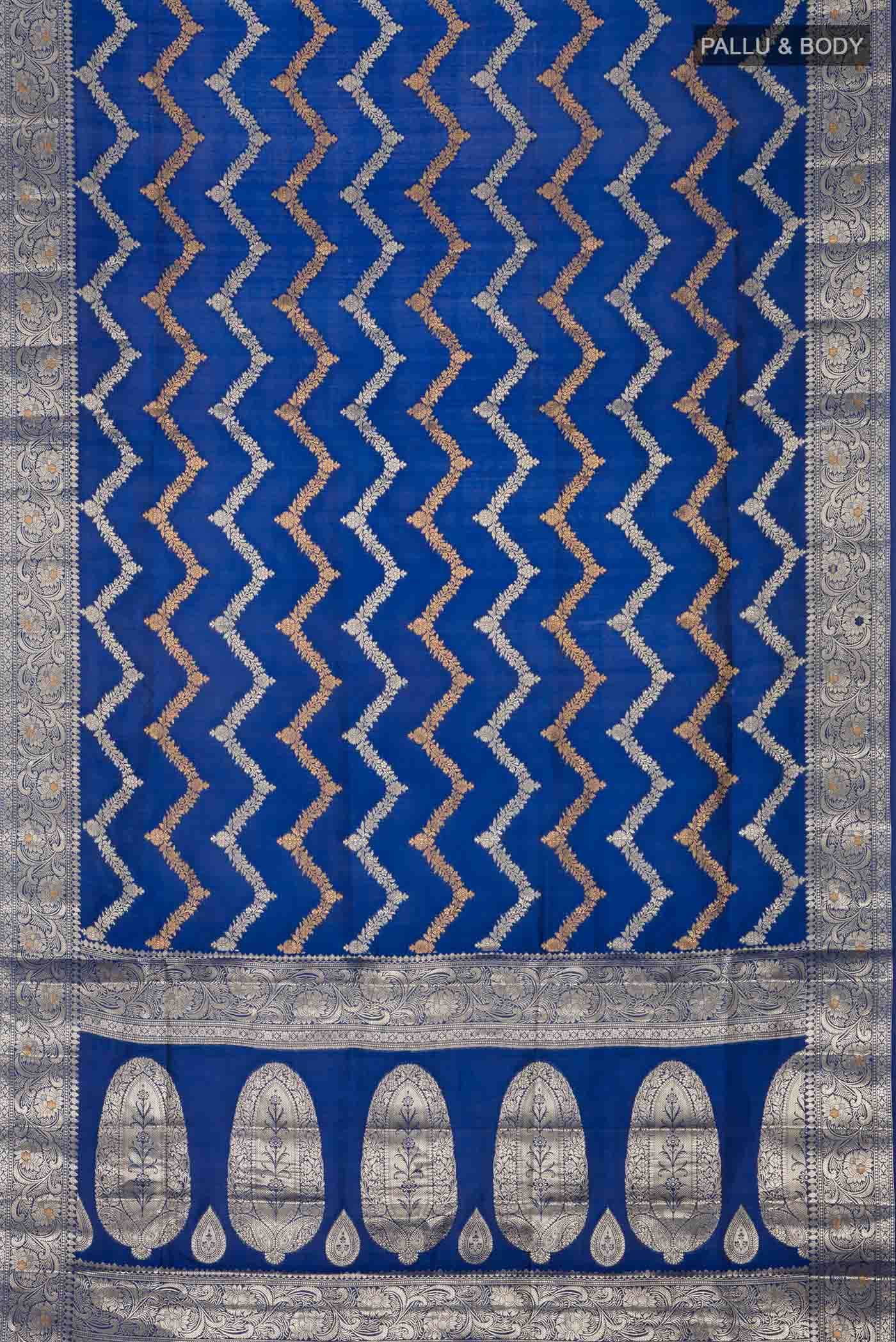 Blue Banarasi Raw Silk Saree