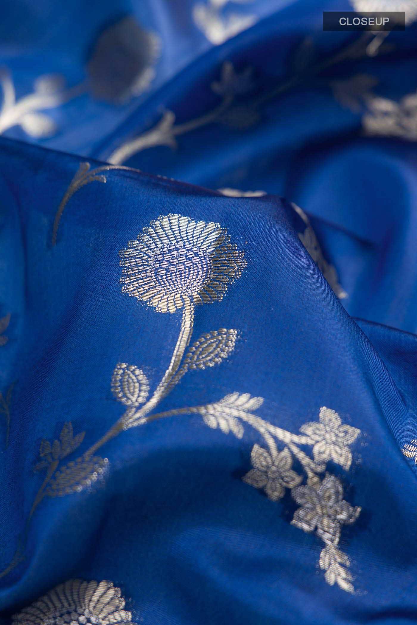 Blue Banarasi Silk Saree