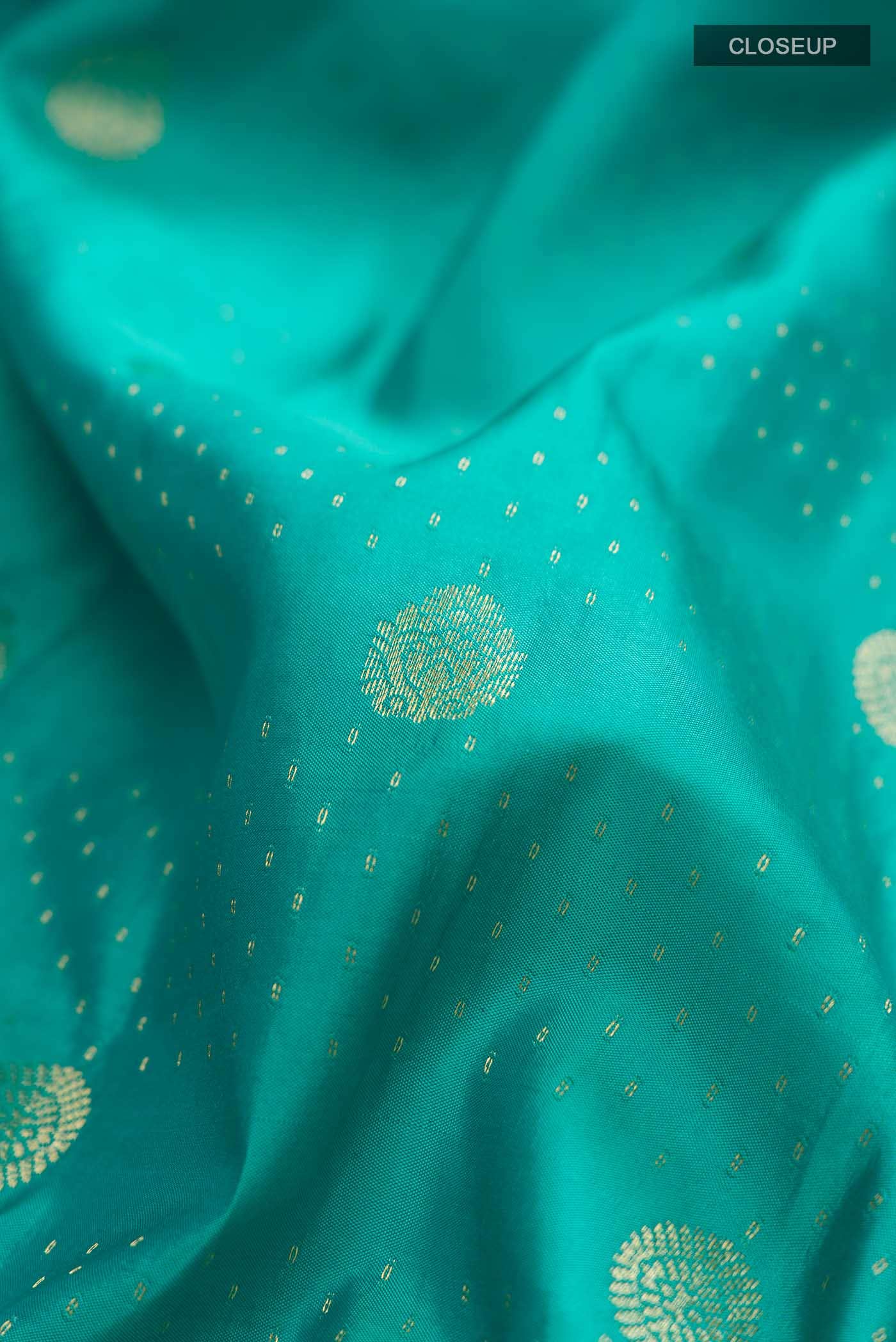 Turquoise Kanchipuram Silk Saree