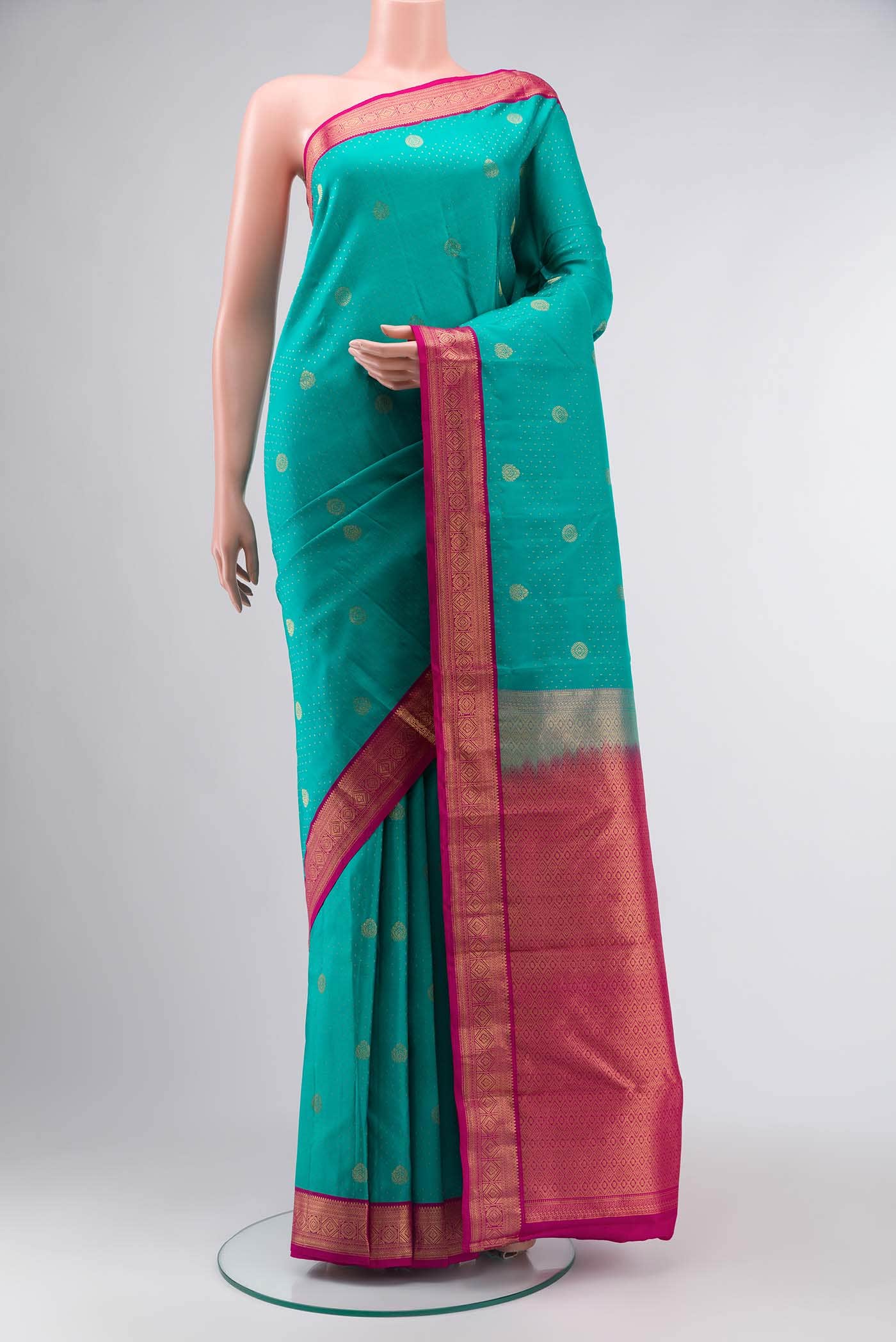 Turquoise Kanchipuram Silk Saree