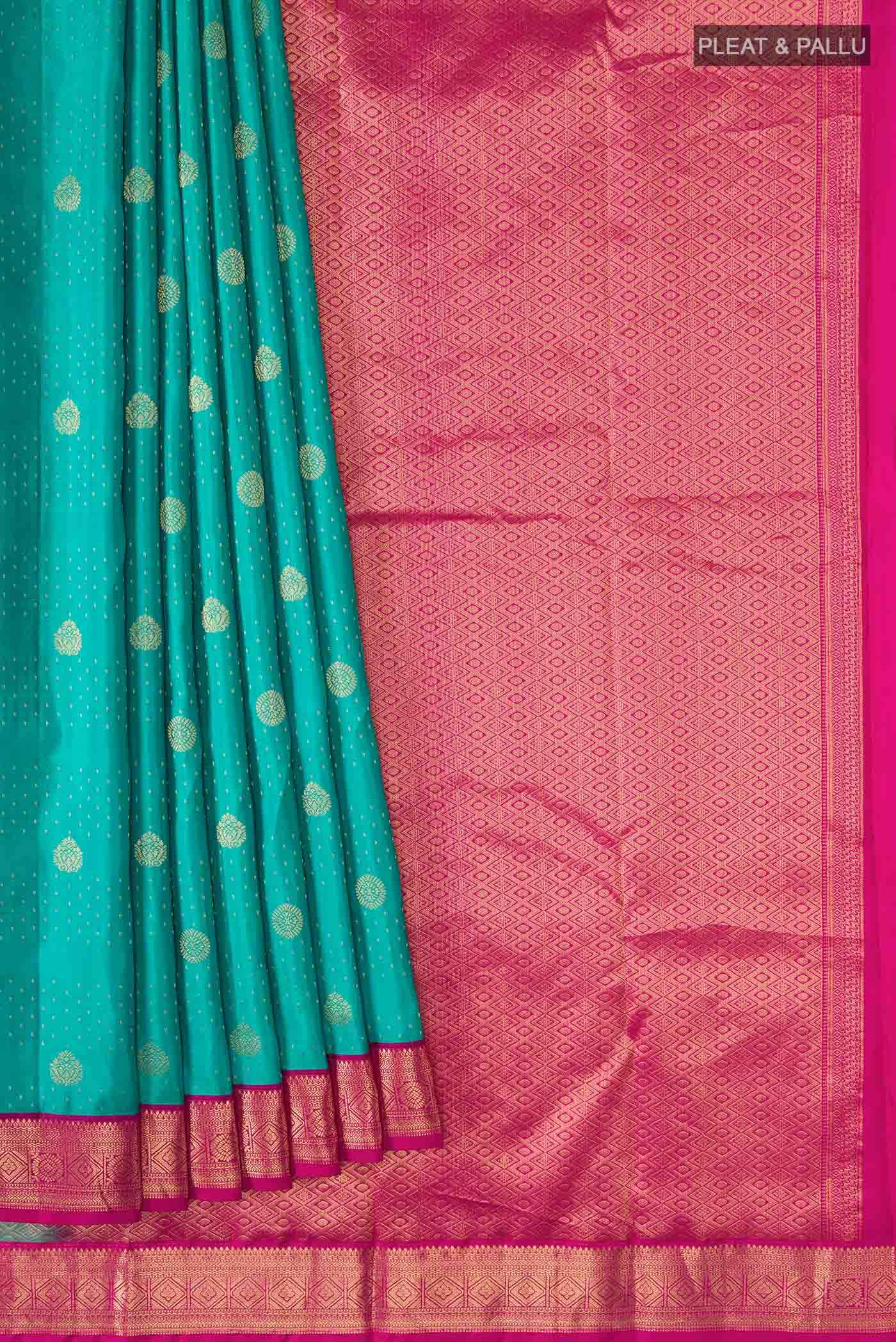 Turquoise Kanchipuram Silk Saree