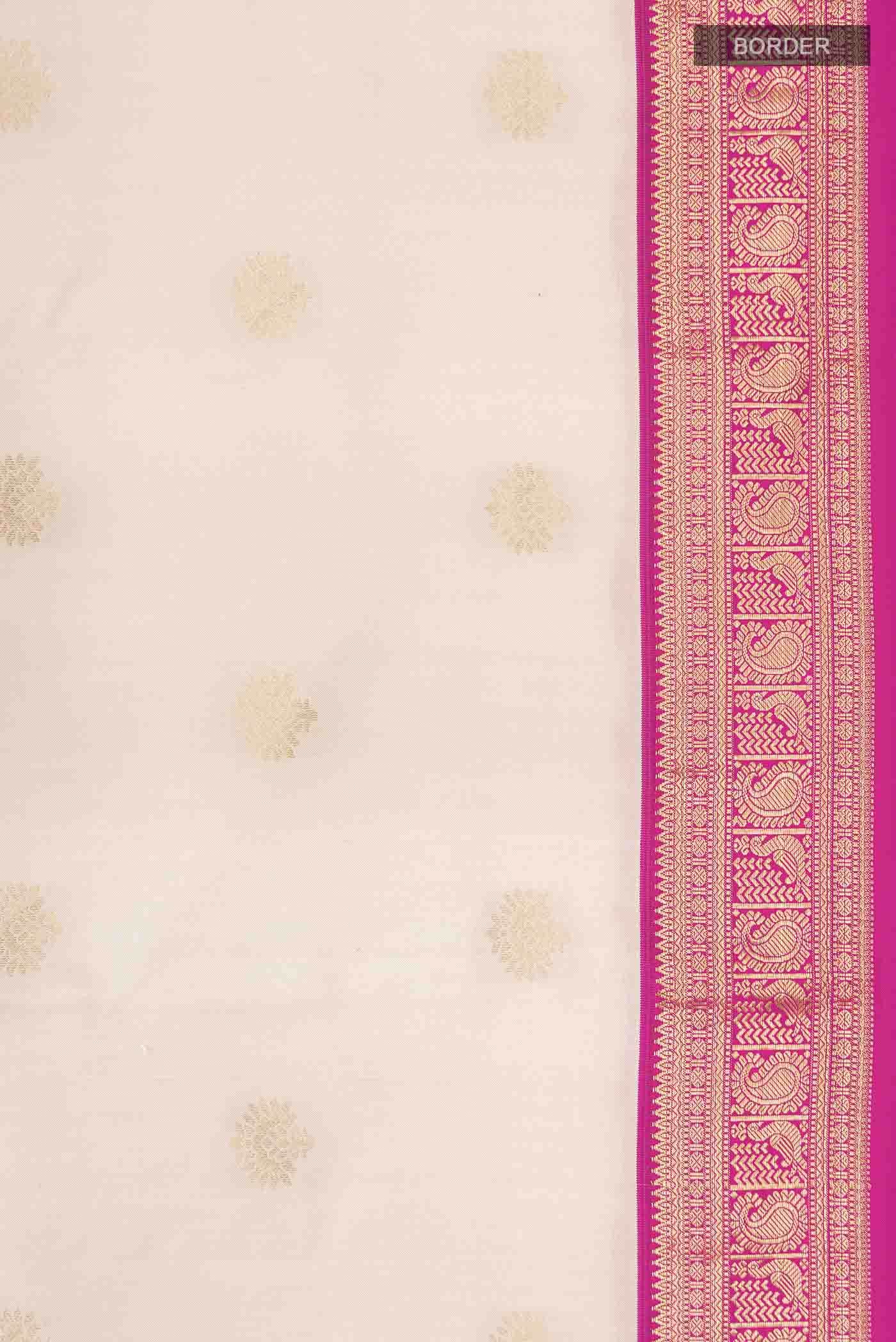 Off White Kanchipuram Silk Saree