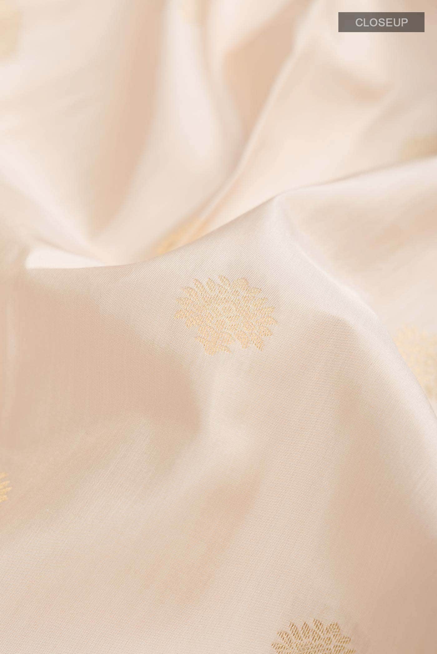 Off White Kanchipuram Silk Saree