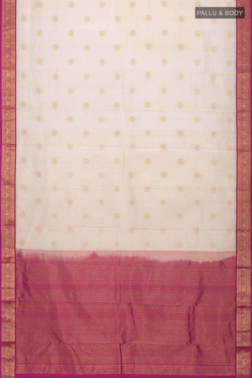 Off White Kanchipuram Silk Saree