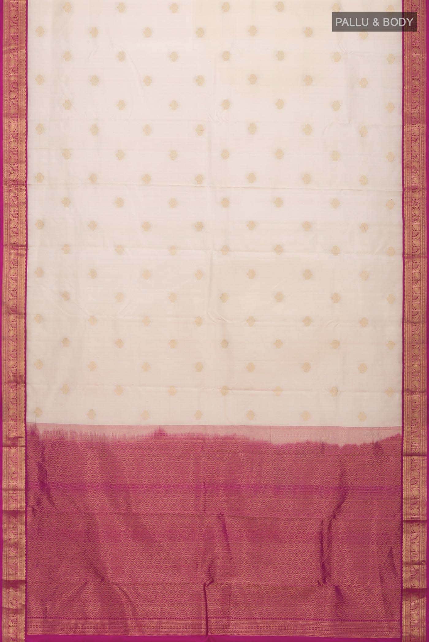 Off White Kanchipuram Silk Saree