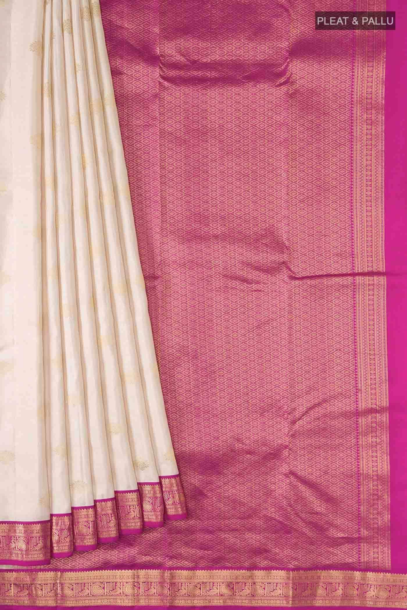 Off White Kanchipuram Silk Saree