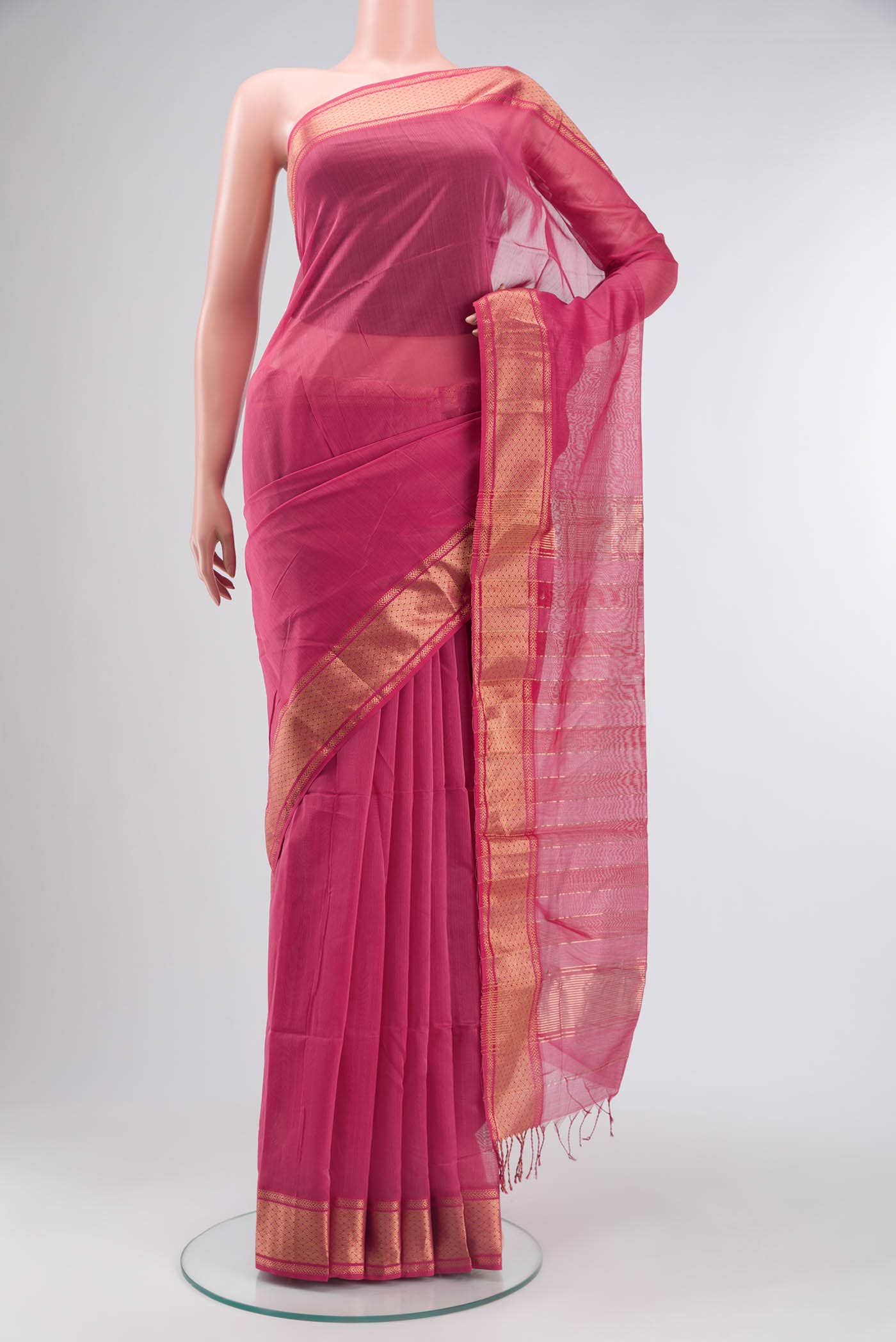 Coral Maheshwari Silk Saree