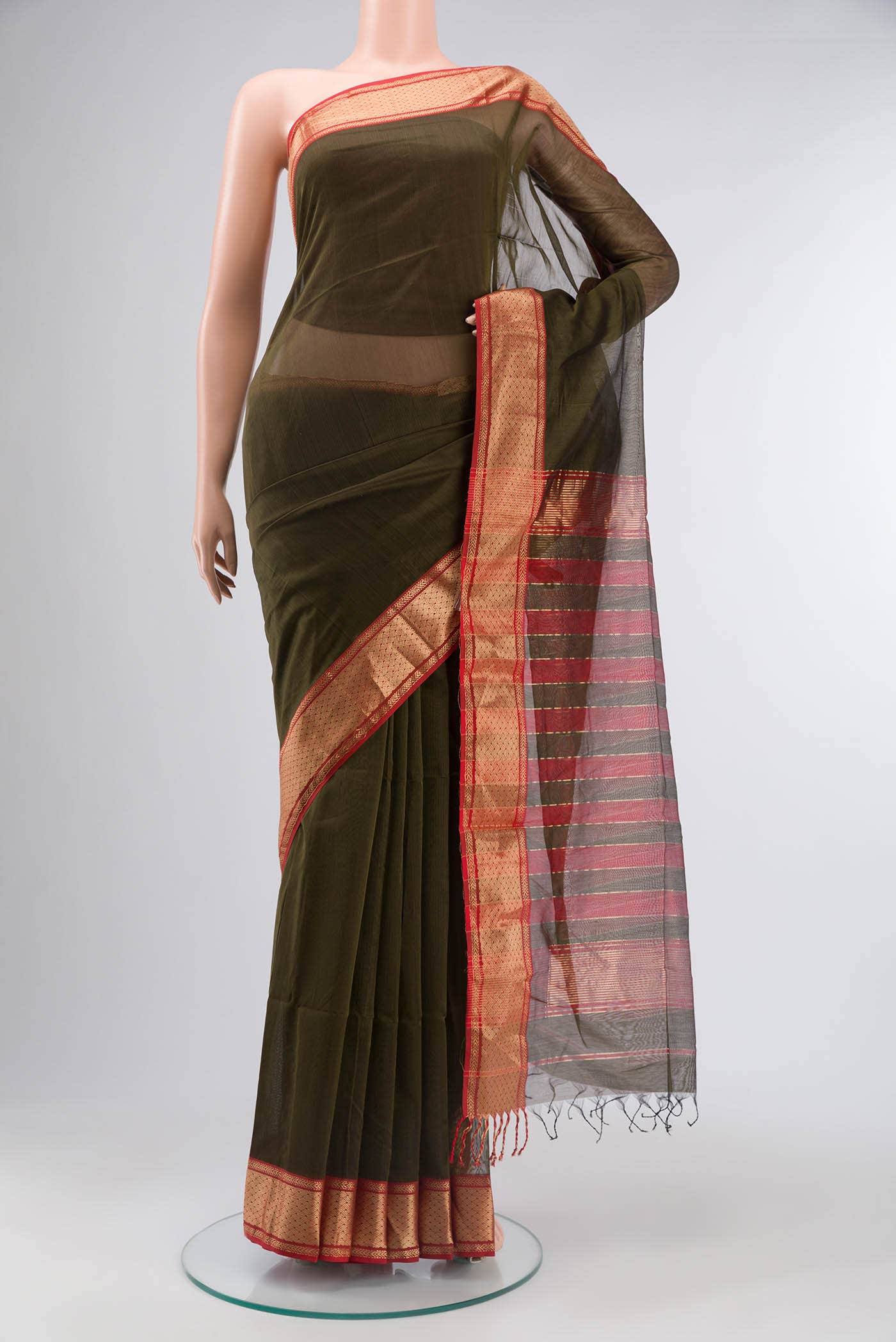 Green Maheshwari Silk Saree