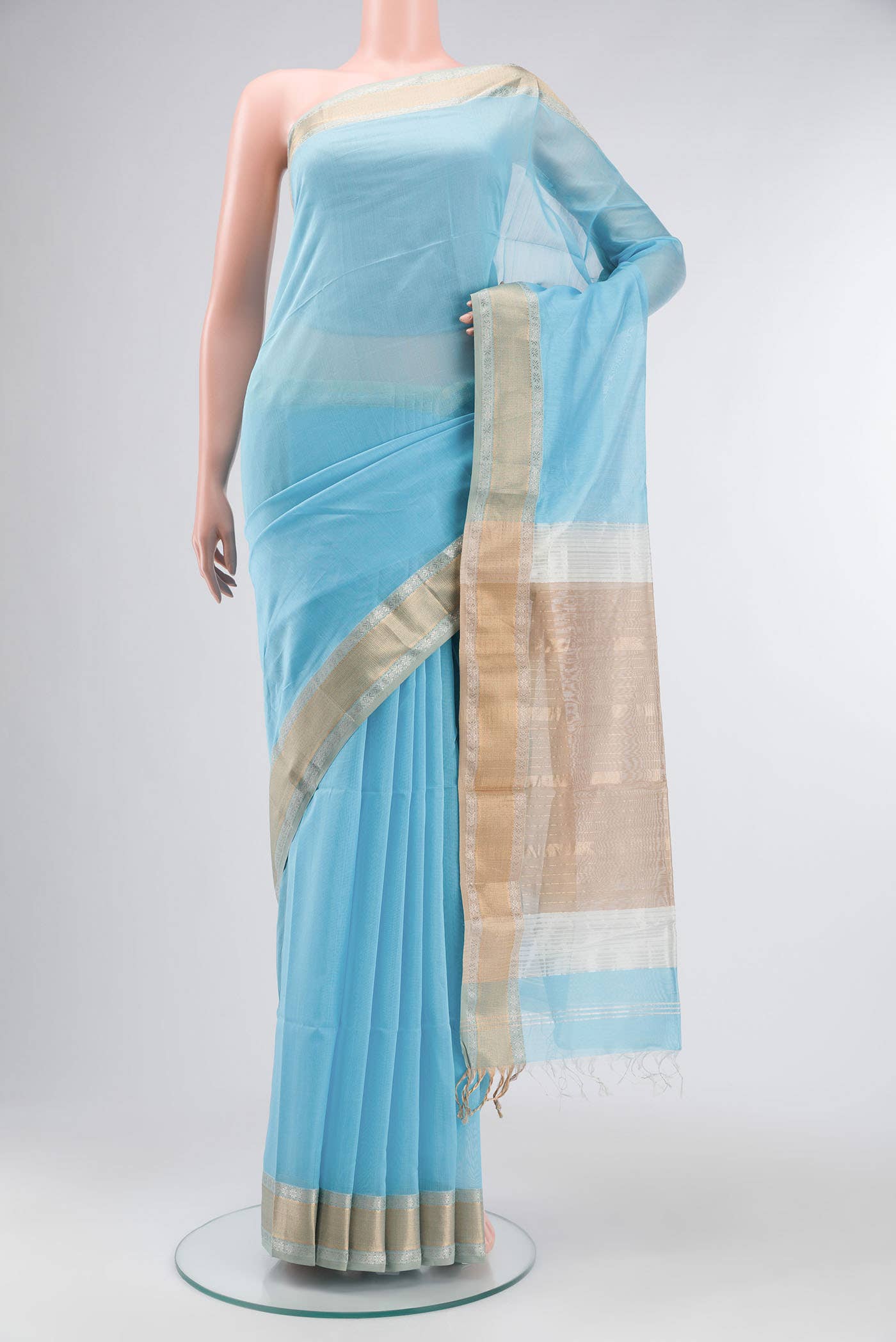 Blue Maheshwari Silk Saree