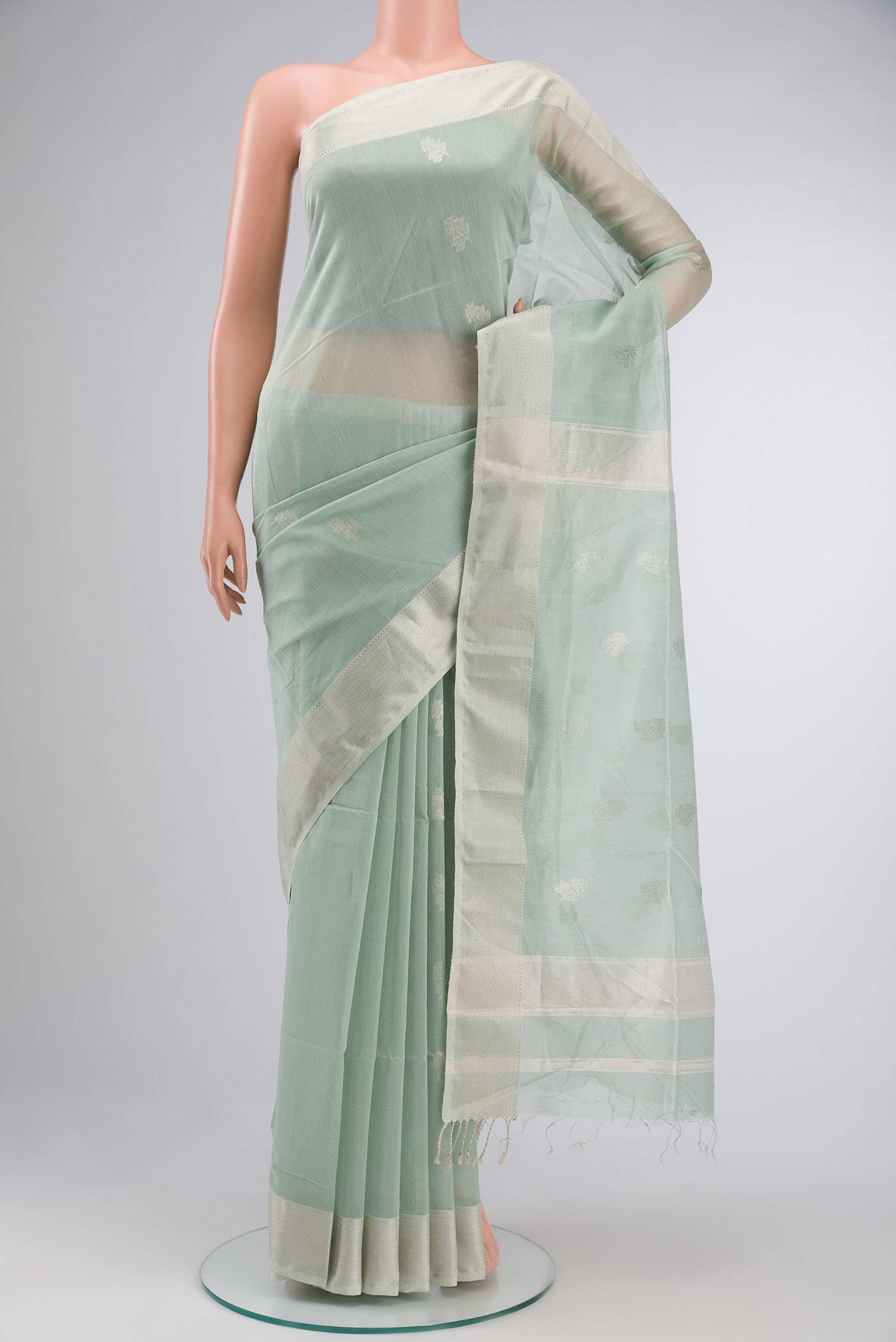 Light Green Maheshwari Silk Saree