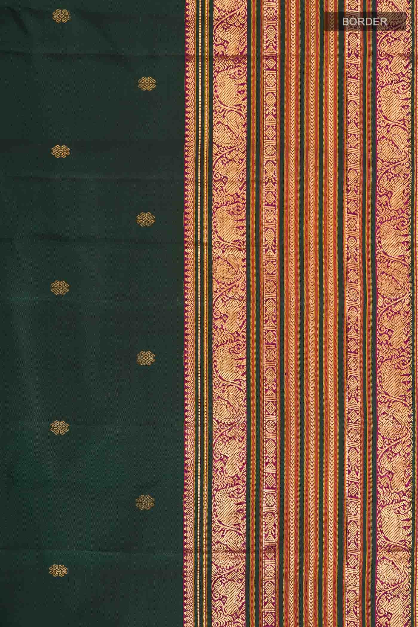 Bottle Green Kanchipuram Silk Saree